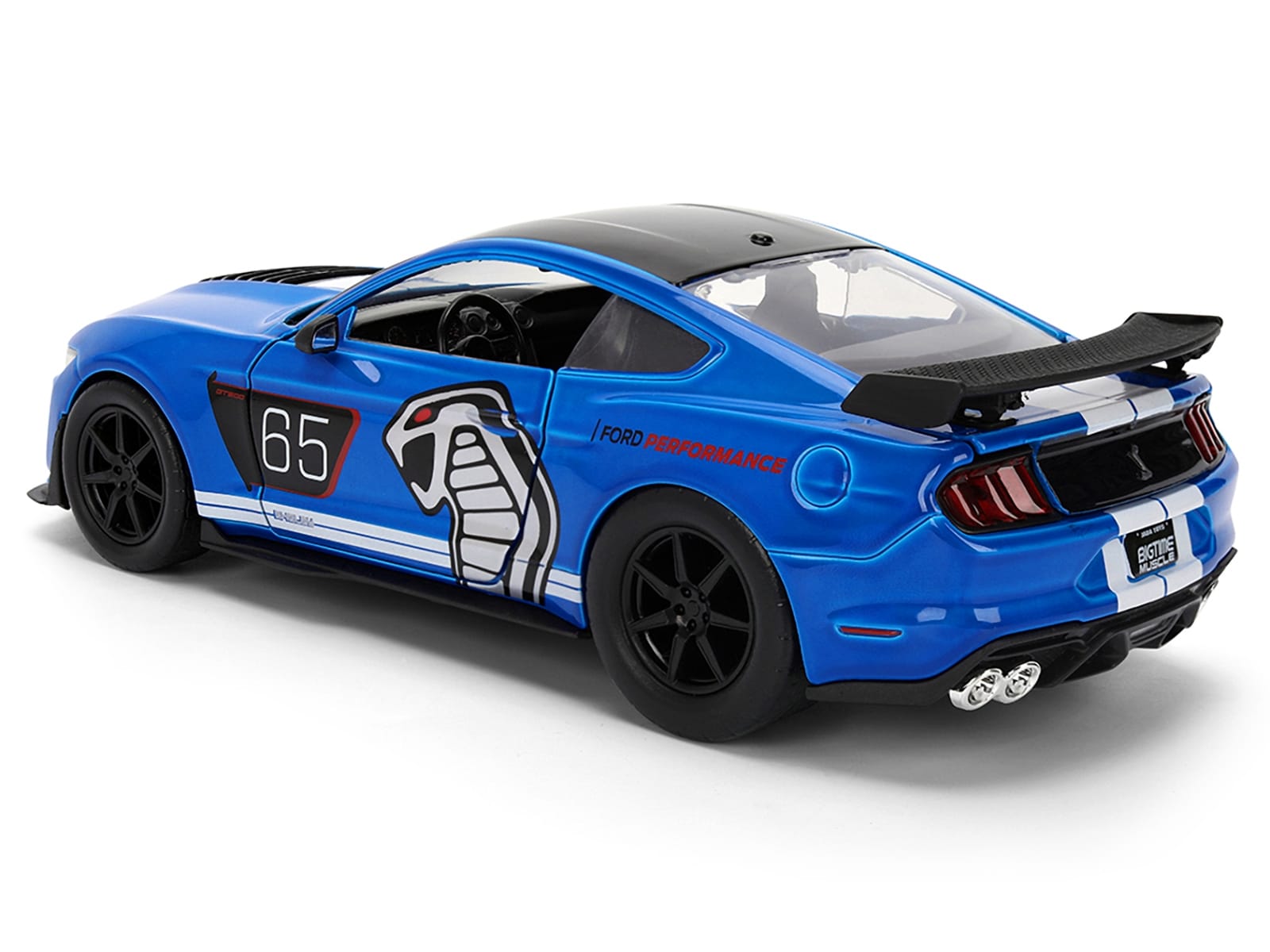 2020 Ford Mustang Shelby GT500 #65 "Ford Performance" Blue with Black Top and White Stripes "Bigtime Muscle" Series 1/24 Diecast Model Car by Jada - Image 5