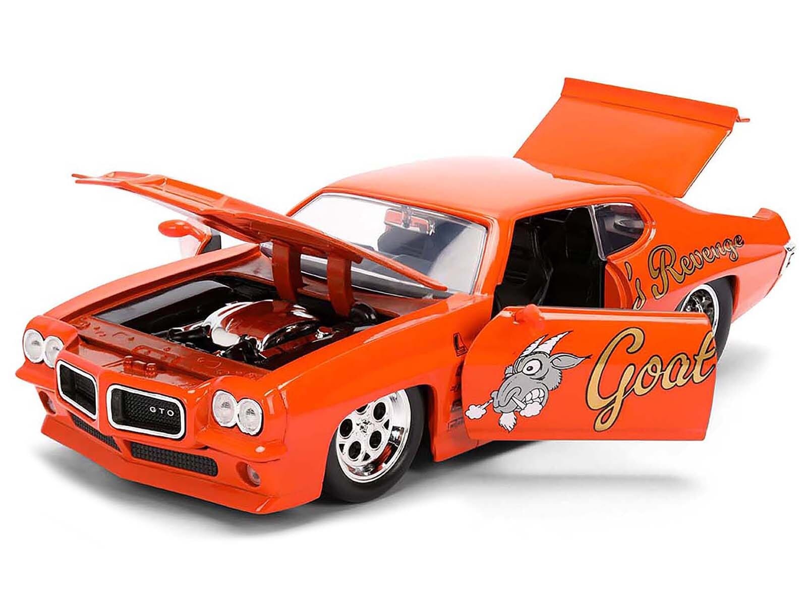 1971 Pontiac GTO "Goat's Revenge" Orange with Graphics "Bigtime Muscle" Series 1/24 Diecast Model Car by Jada - Image 2