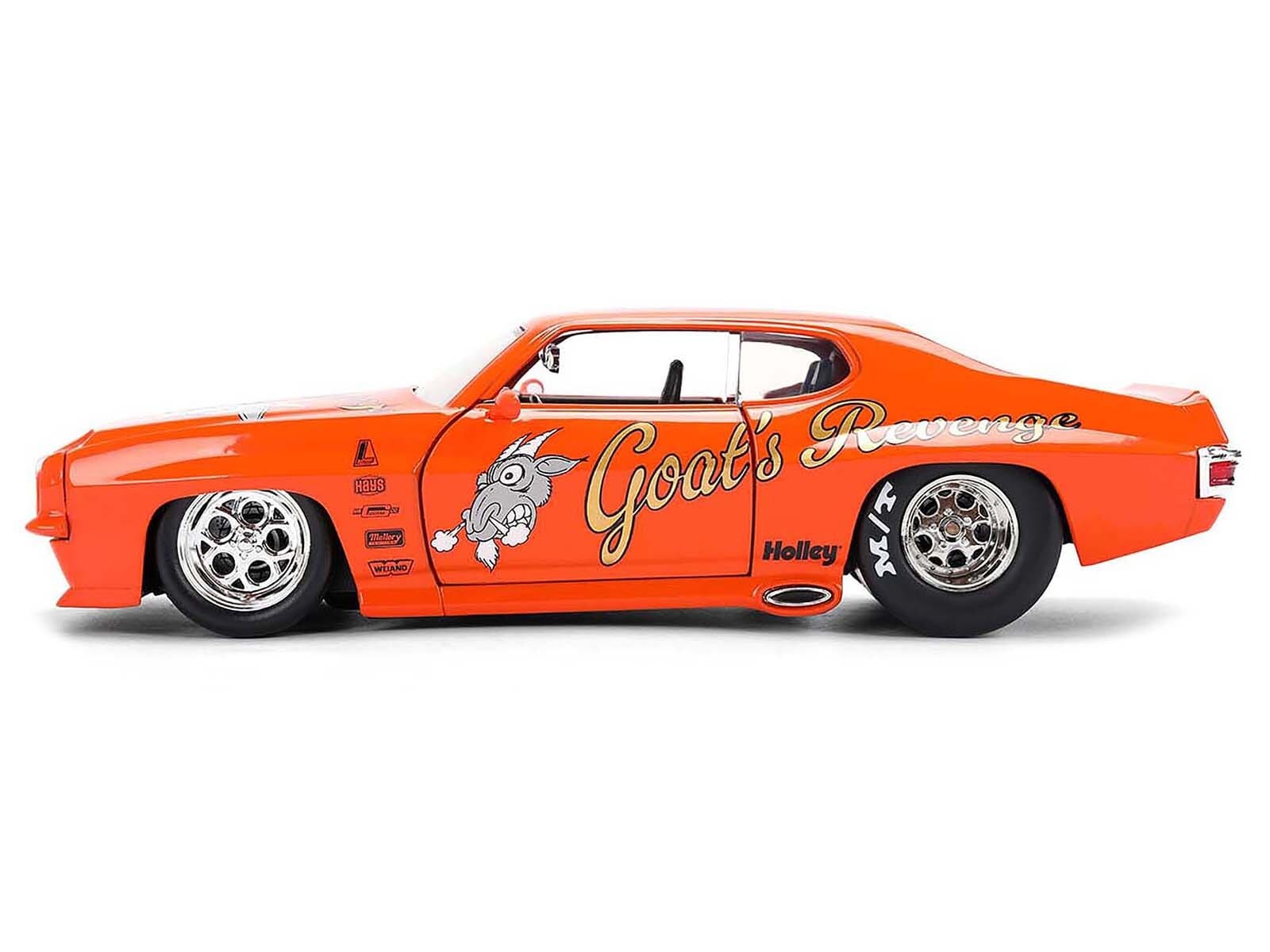 1971 Pontiac GTO "Goat's Revenge" Orange with Graphics "Bigtime Muscle" Series 1/24 Diecast Model Car by Jada - Image 3