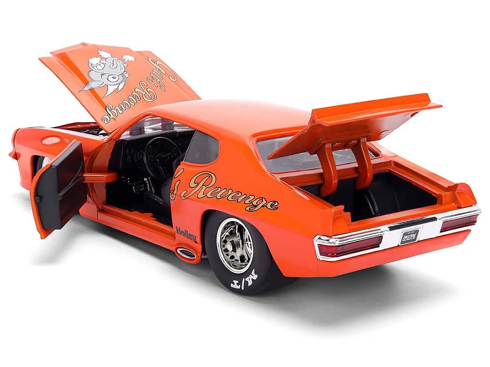 1971 Pontiac GTO "Goat's Revenge" Orange with Graphics "Bigtime Muscle" Series 1/24 Diecast Model Car by Jada - Image 4