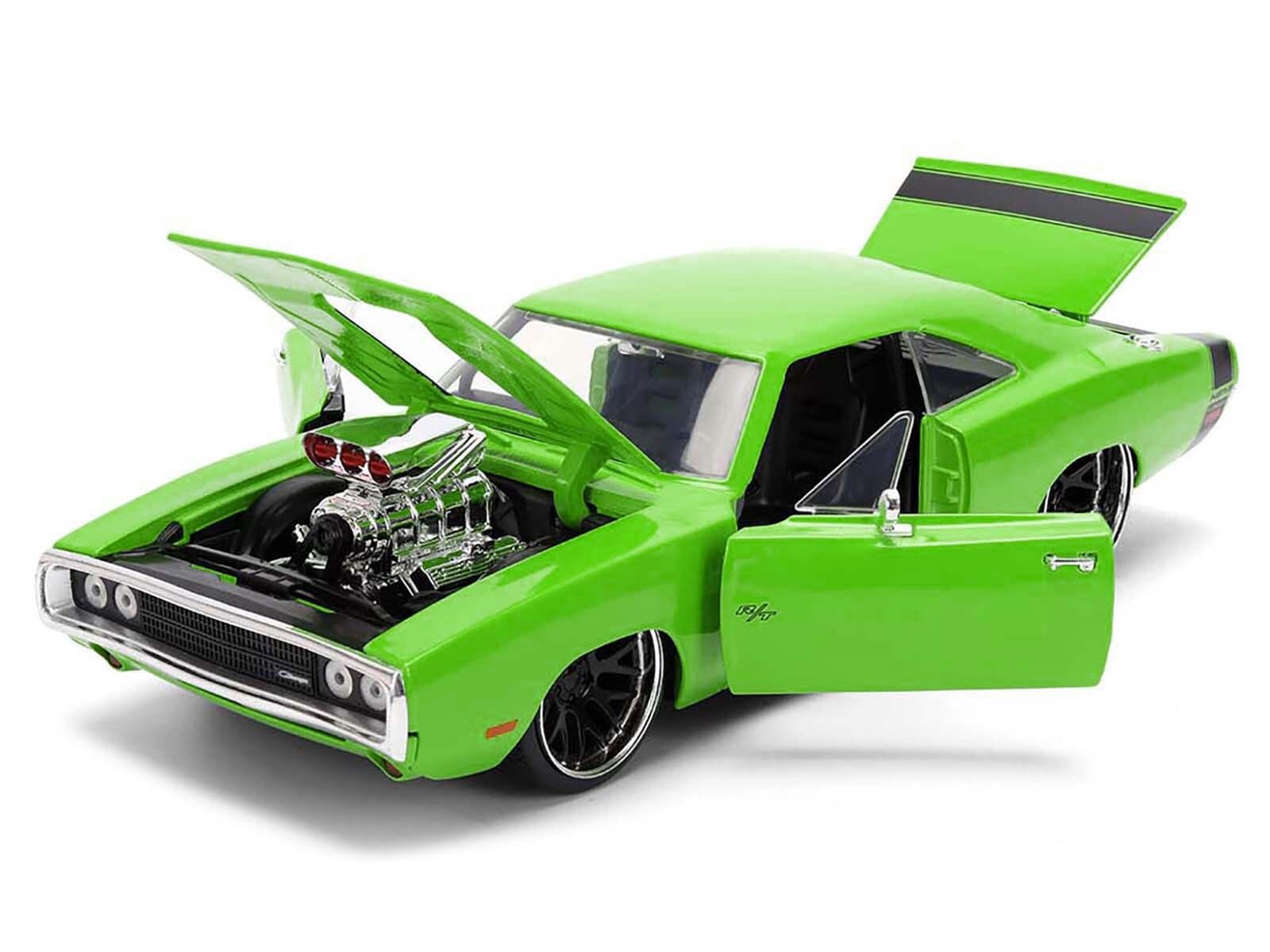 1970 Dodge Charger R/T Bright Green with Black Tail Stripe "Bigtime Muscle" Series 1/24 Diecast Model Car by Jada - Image 2