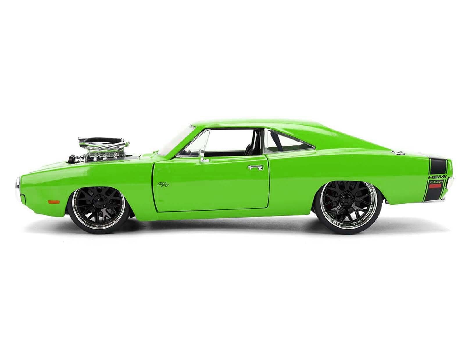 1970 Dodge Charger R/T Bright Green with Black Tail Stripe "Bigtime Muscle" Series 1/24 Diecast Model Car by Jada - Image 3