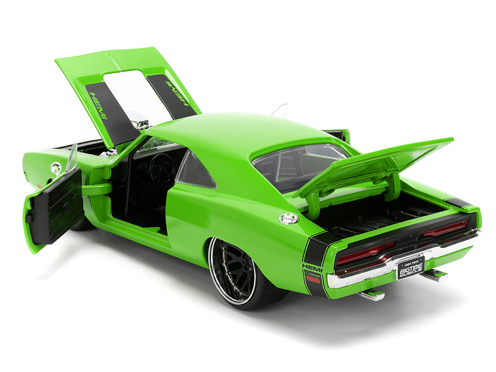 1970 Dodge Charger R/T Bright Green with Black Tail Stripe "Bigtime Muscle" Series 1/24 Diecast Model Car by Jada - Image 4