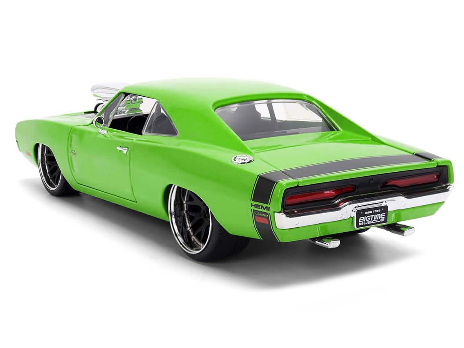 1970 Dodge Charger R/T Bright Green with Black Tail Stripe "Bigtime Muscle" Series 1/24 Diecast Model Car by Jada - Image 5