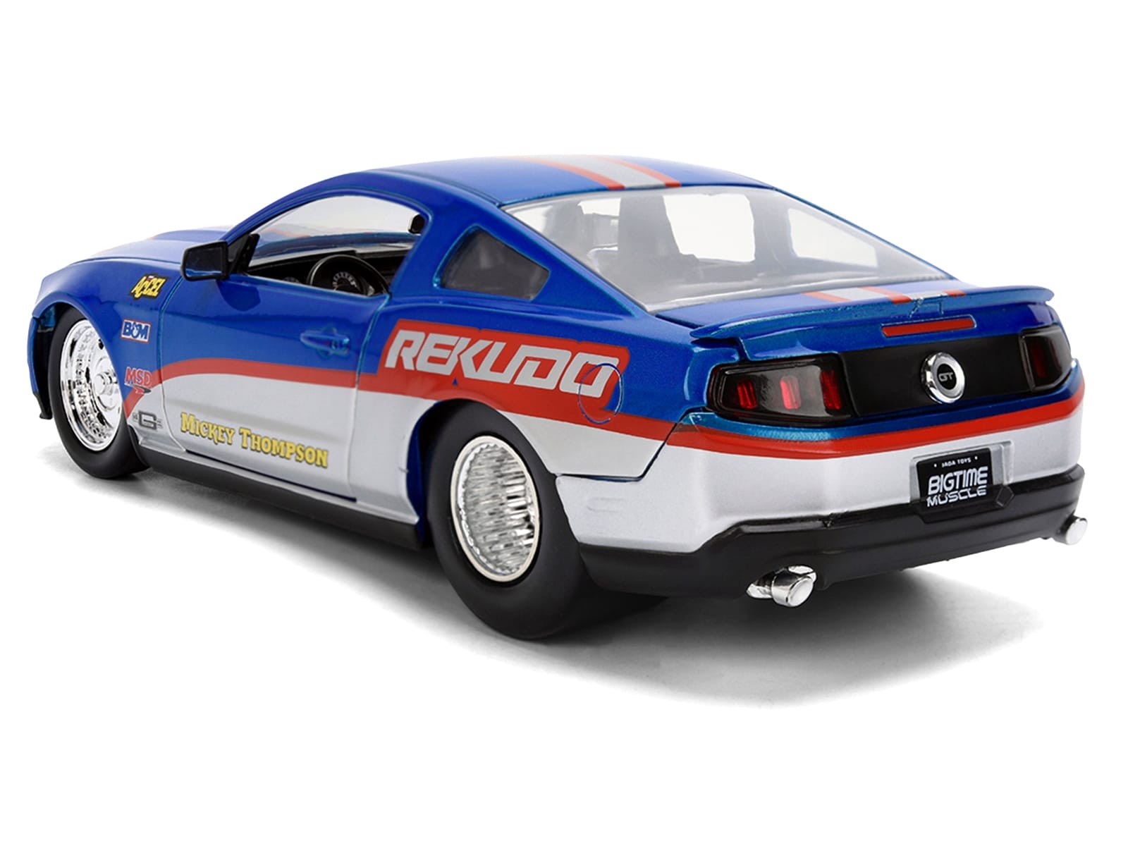 2010 Ford Mustang GT "Rekudo" Blue Metallic with Red and Silver Stripes "Bigtime Muscle" Series 1/24 Diecast Model Car by Jada - Image 5