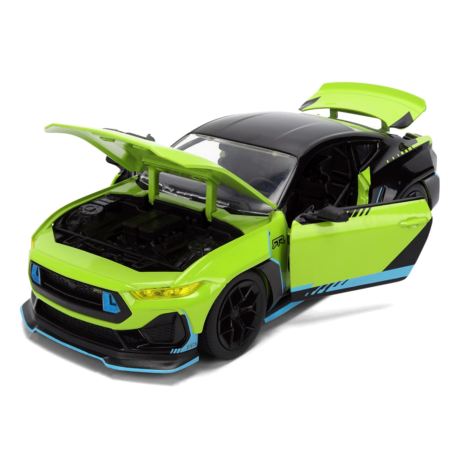 2026 Ford Mustang RTR Spec 5-D Lime Green with Black Top and Graphics "Hyper-Spec" Series 1/24 Diecast Model Car by Jada - Image 2