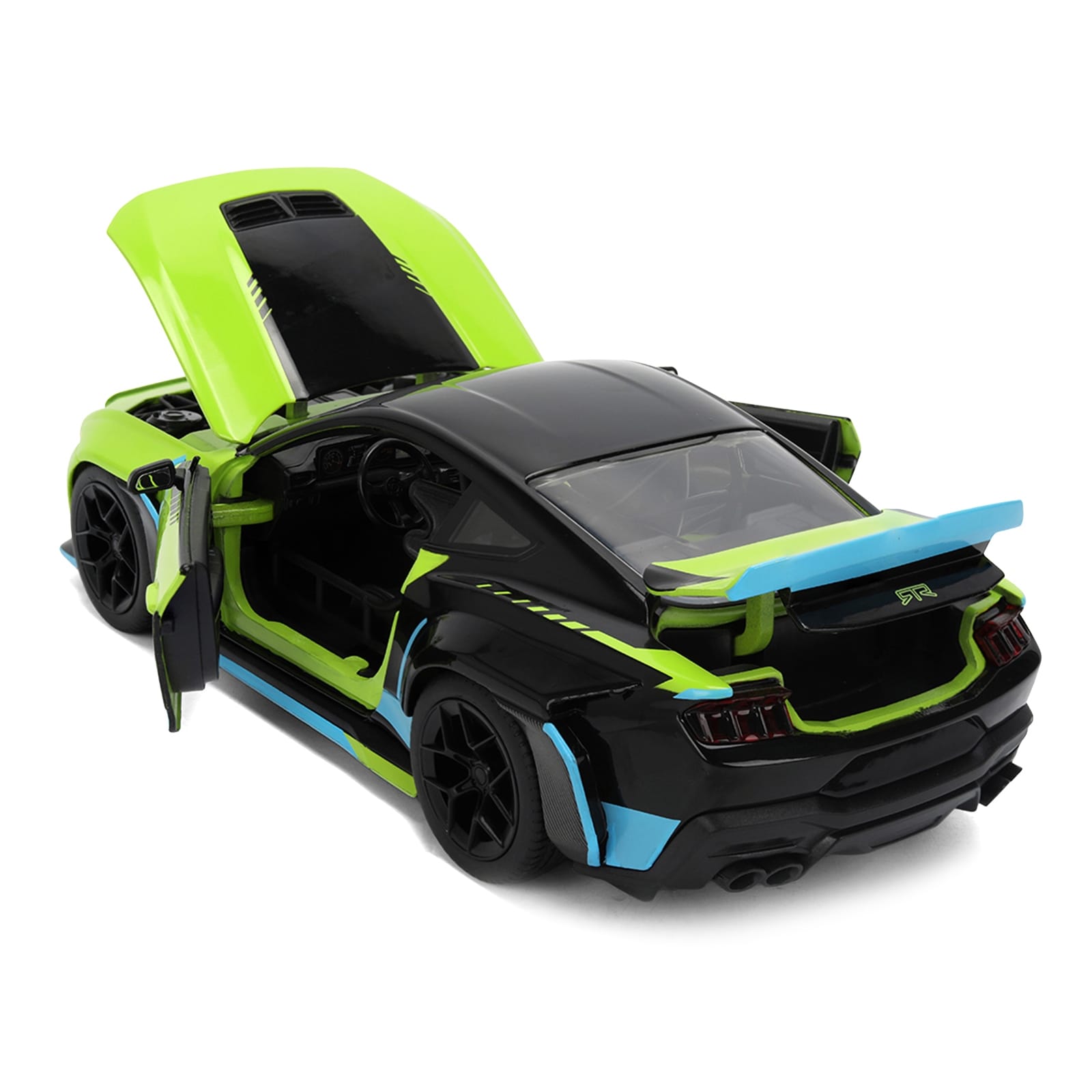 2026 Ford Mustang RTR Spec 5-D Lime Green with Black Top and Graphics "Hyper-Spec" Series 1/24 Diecast Model Car by Jada - Image 4