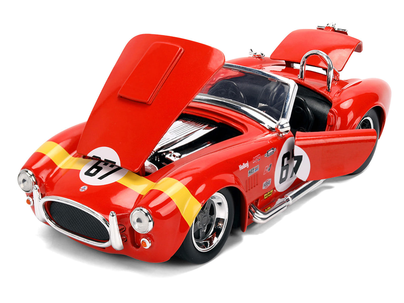 1965 Shelby Cobra 427 S/C #67 Red with Yellow Stripe "Bigtime Muscle" Series 1/24 Diecast Model Car by Jada - Image 2