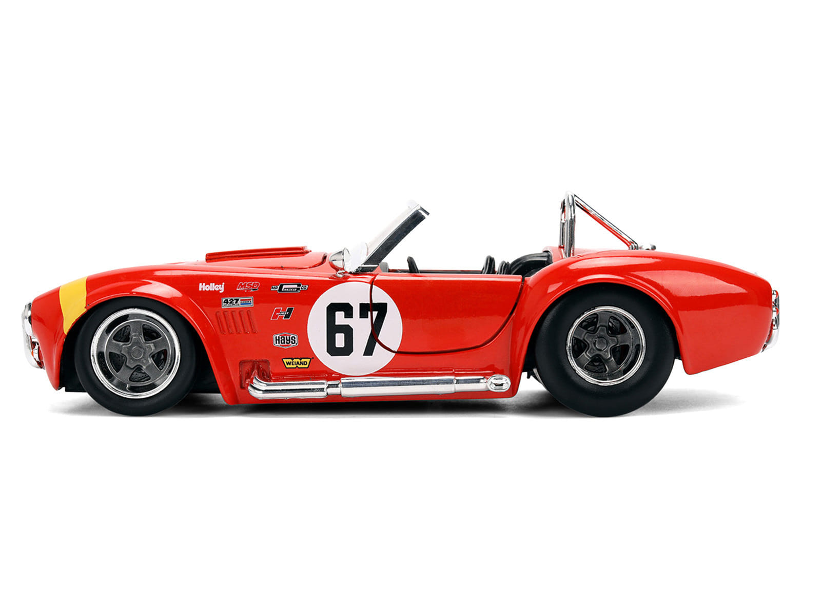 1965 Shelby Cobra 427 S/C #67 Red with Yellow Stripe "Bigtime Muscle" Series 1/24 Diecast Model Car by Jada - Image 3