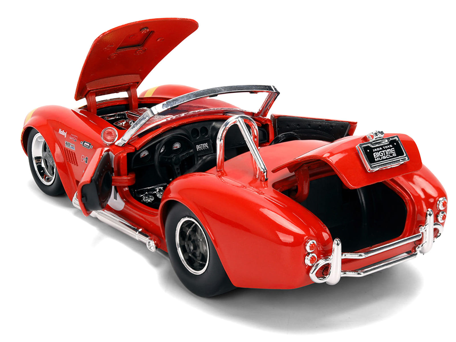 1965 Shelby Cobra 427 S/C #67 Red with Yellow Stripe "Bigtime Muscle" Series 1/24 Diecast Model Car by Jada - Image 4