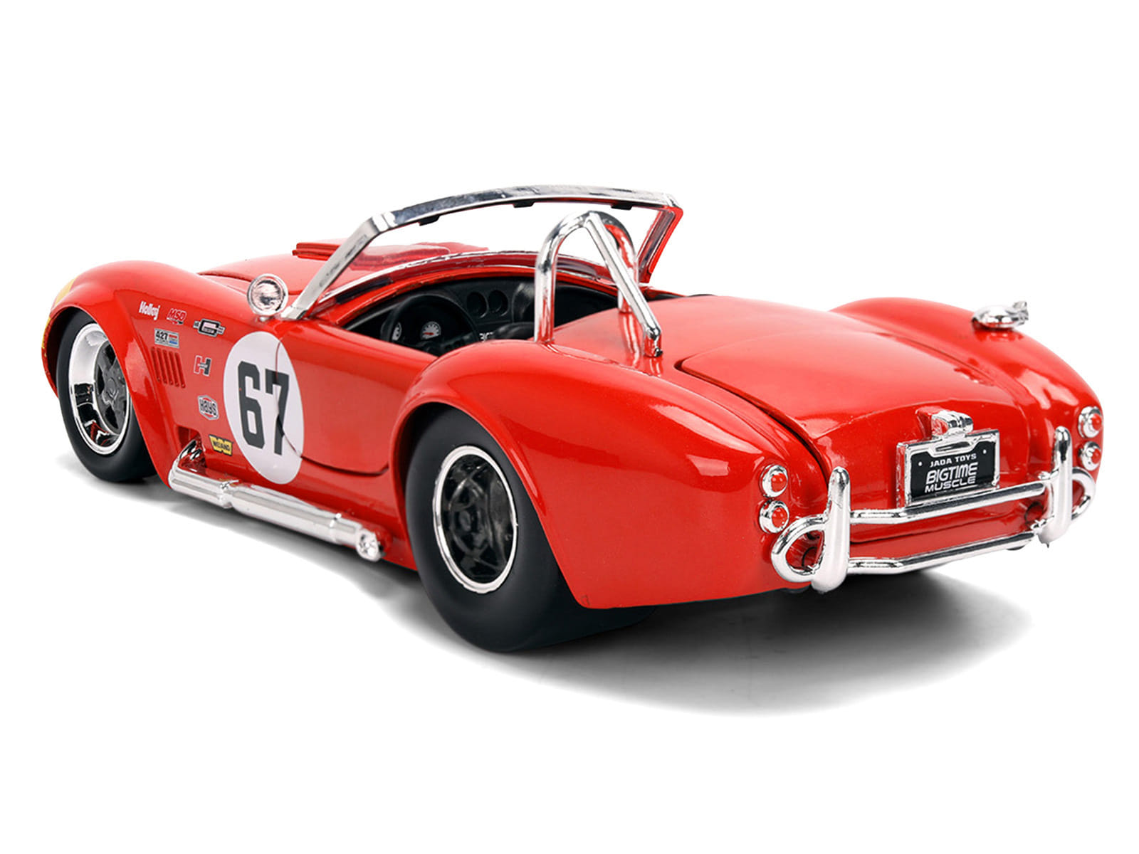 1965 Shelby Cobra 427 S/C #67 Red with Yellow Stripe "Bigtime Muscle" Series 1/24 Diecast Model Car by Jada - Image 5