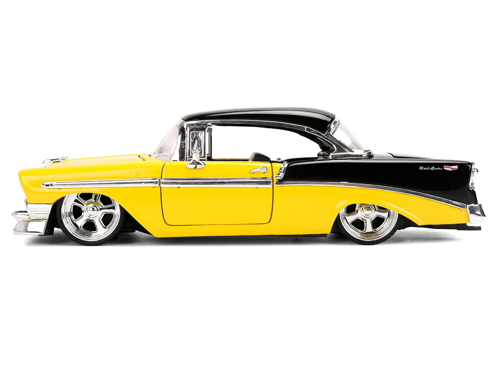 1956 Chevrolet Bel Air Yellow and Black "Bigtime Muscle" Series 1/24 Diecast Model Car by Jada - Image 3