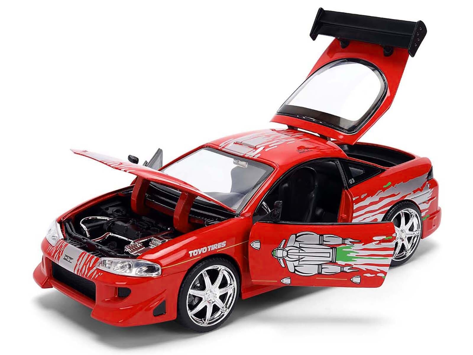 Brian's Mitsubishi Eclipse Red with Graphics Remix "The Fast and The Furious" (2001) Movie "Fast & Furious" Series 1/24 Diecast Model Car by Jada - Image 2