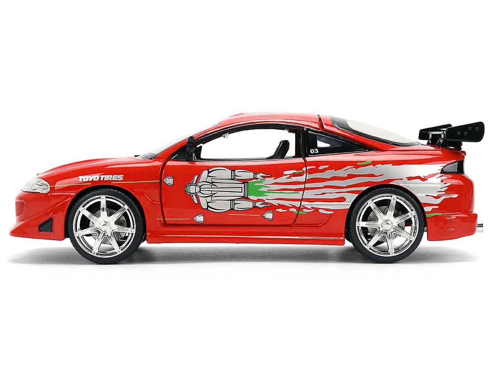 Brian's Mitsubishi Eclipse Red with Graphics Remix "The Fast and The Furious" (2001) Movie "Fast & Furious" Series 1/24 Diecast Model Car by Jada - Image 3