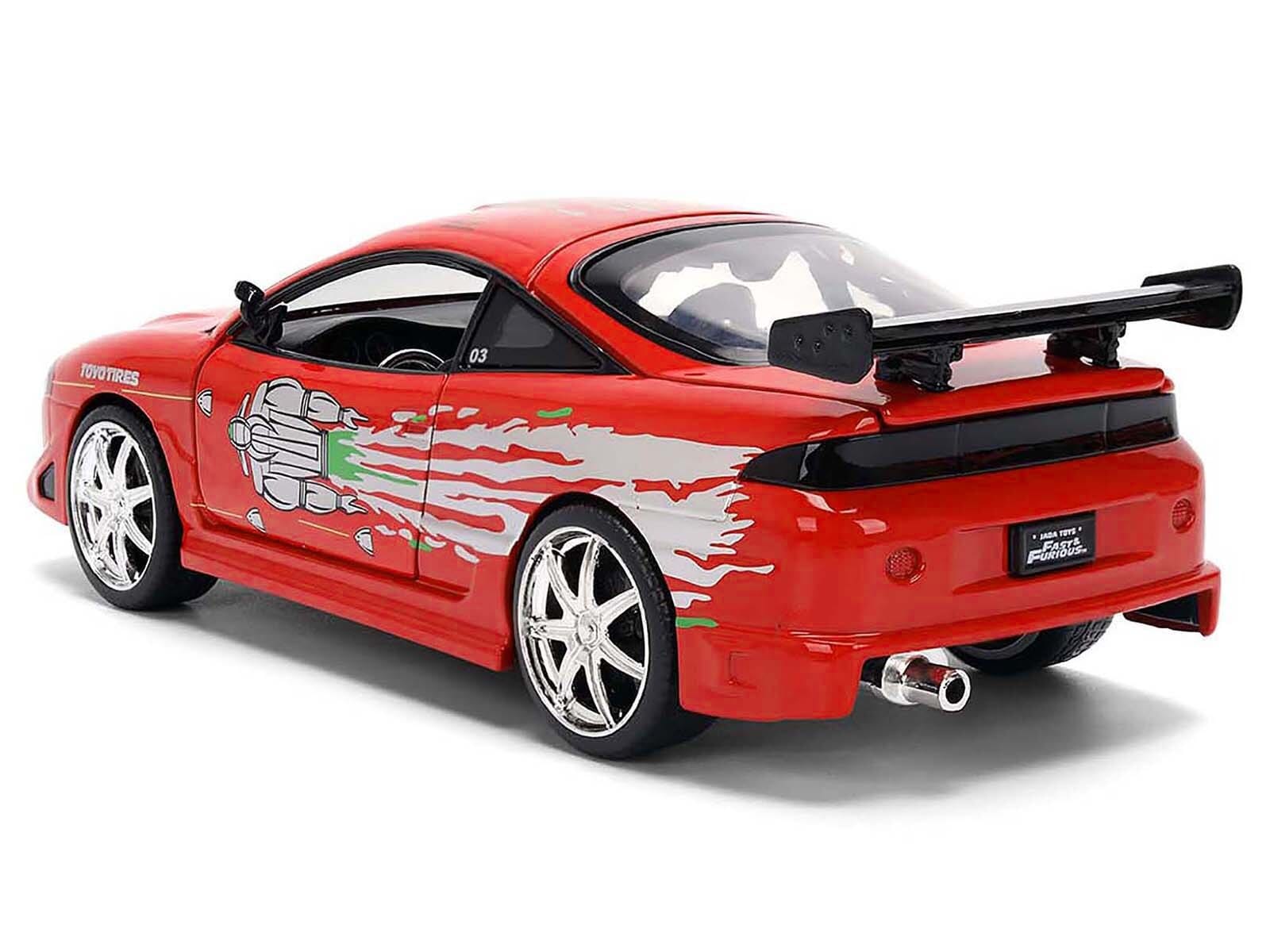 Brian's Mitsubishi Eclipse Red with Graphics Remix "The Fast and The Furious" (2001) Movie "Fast & Furious" Series 1/24 Diecast Model Car by Jada - Image 5