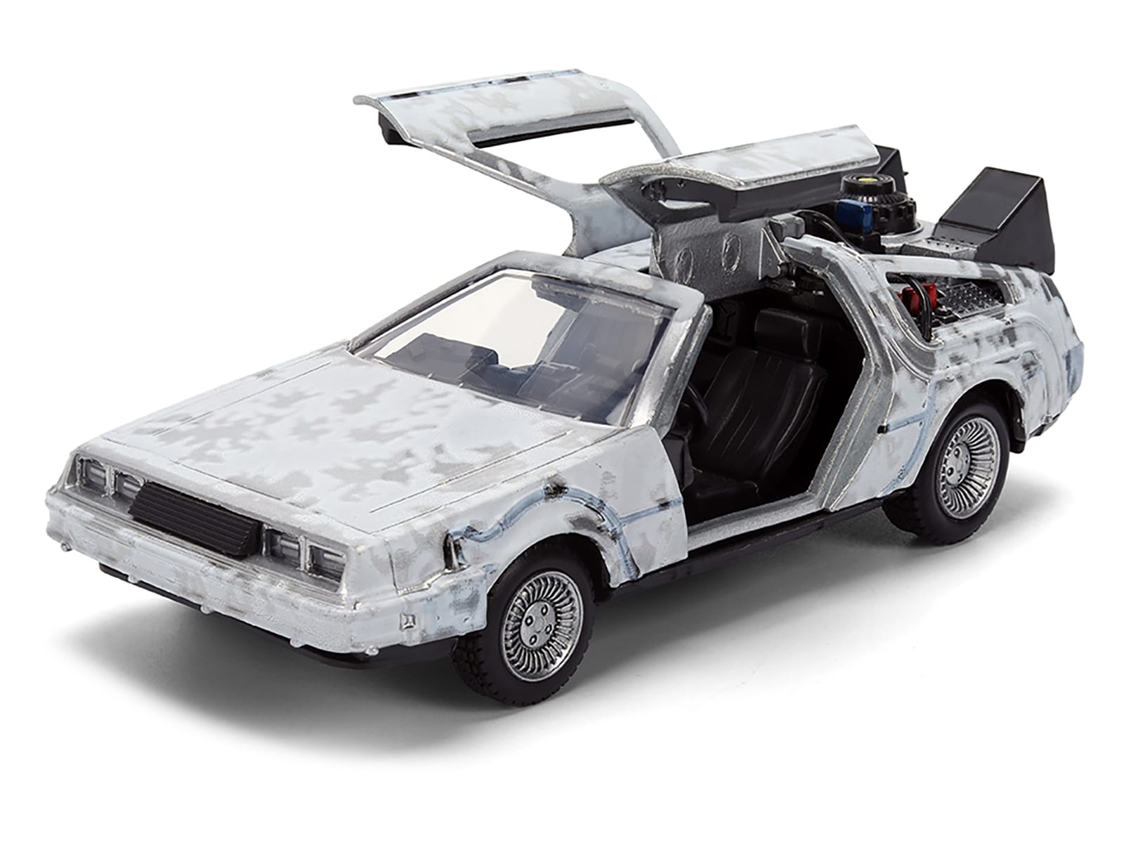 DMC DeLorean Time Machine Brushed Metal (Frost Version) "Back to the Future" (1985) Movie "40th Anniversary" Special Packaging "Hollywood Rides" Series 1/32 Diecast Model Car by Jada - Image 2