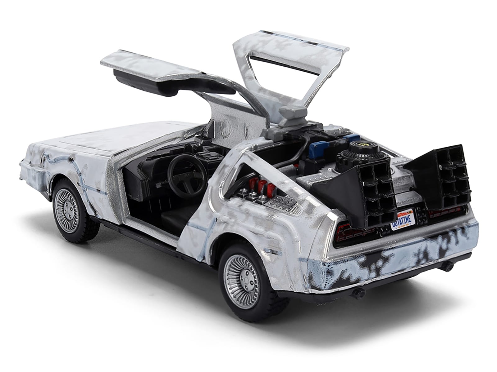 DMC DeLorean Time Machine Brushed Metal (Frost Version) "Back to the Future" (1985) Movie "40th Anniversary" Special Packaging "Hollywood Rides" Series 1/32 Diecast Model Car by Jada - Image 3