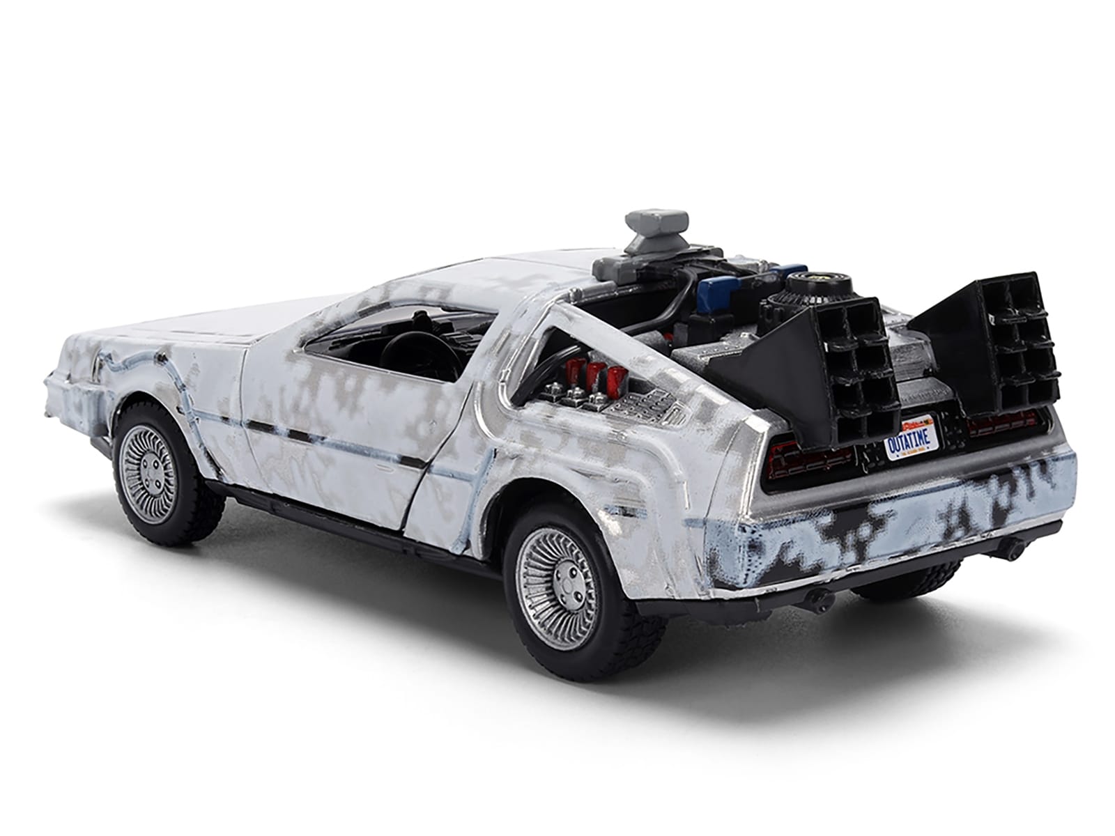 DMC DeLorean Time Machine Brushed Metal (Frost Version) "Back to the Future" (1985) Movie "40th Anniversary" Special Packaging "Hollywood Rides" Series 1/32 Diecast Model Car by Jada - Image 4