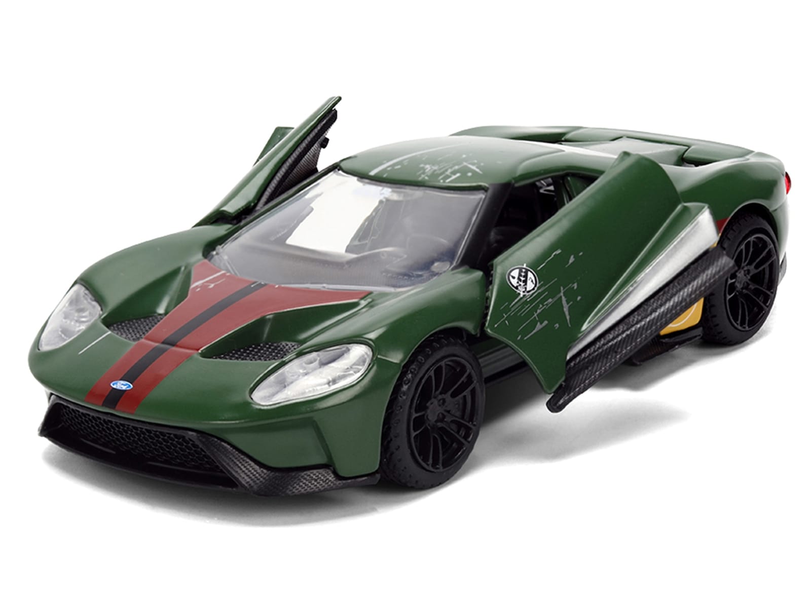2017 Ford GT "Boba Fett" Livery Dark Green with Graphics "Star Wars" Franchise "Hollywood Rides" Series 1/32 Diecast Model Car by Jada - Image 2