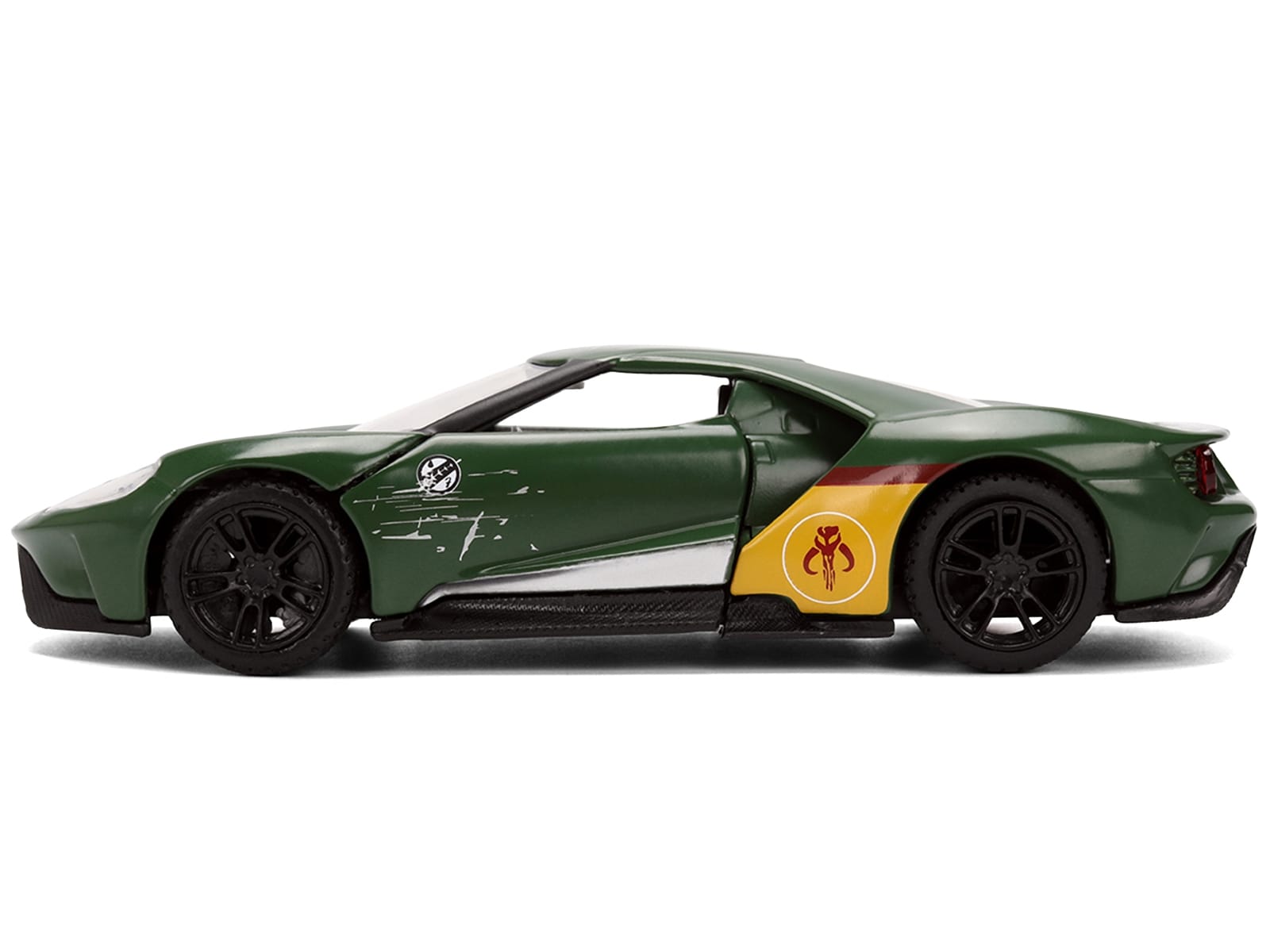 2017 Ford GT "Boba Fett" Livery Dark Green with Graphics "Star Wars" Franchise "Hollywood Rides" Series 1/32 Diecast Model Car by Jada - Image 3