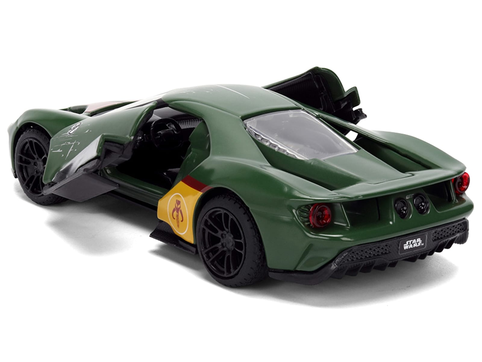 2017 Ford GT "Boba Fett" Livery Dark Green with Graphics "Star Wars" Franchise "Hollywood Rides" Series 1/32 Diecast Model Car by Jada - Image 4