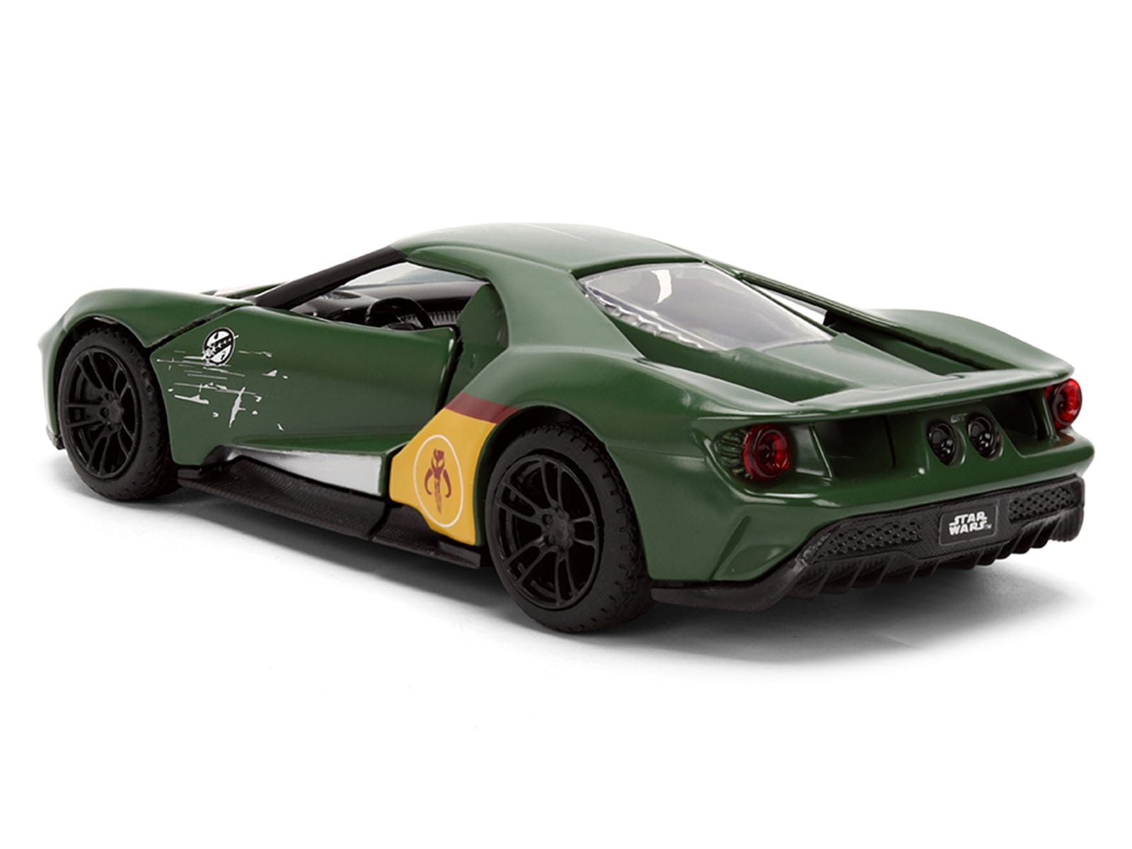 2017 Ford GT "Boba Fett" Livery Dark Green with Graphics "Star Wars" Franchise "Hollywood Rides" Series 1/32 Diecast Model Car by Jada - Image 5