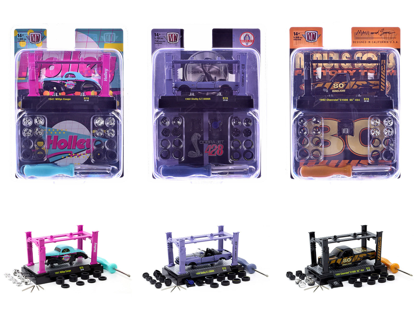 Model Kit 3 piece Car Set Release 78 Limited Edition to 9600 pieces Worldwide 1/64 Diecast Model Cars by M2 Machines - Image 3