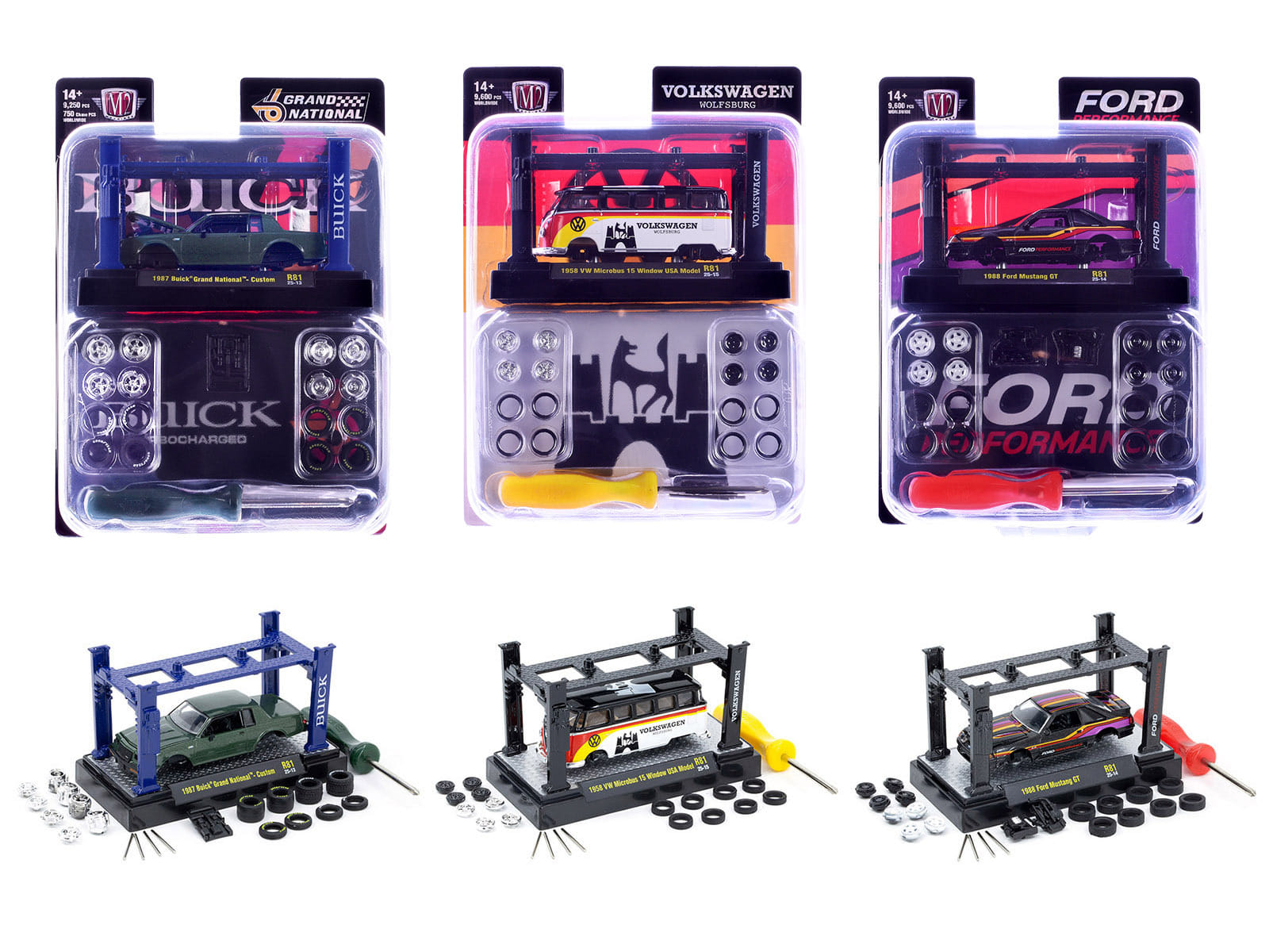 Model Kit 3 piece Car Set Release 81 Limited Edition to 9600 pieces Worldwide 1/64 Diecast Model Cars by M2 Machines