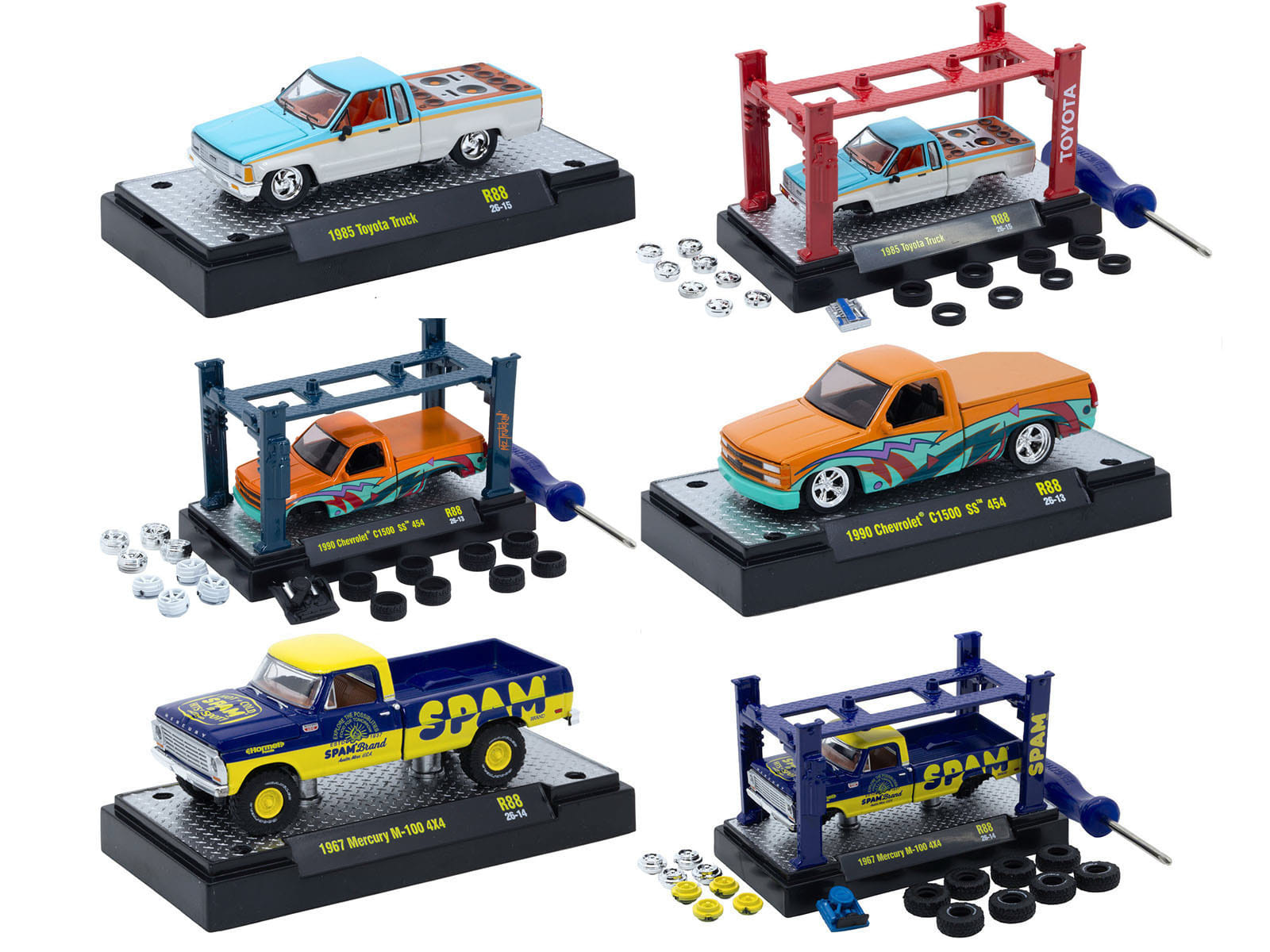 Model Kit 3 piece Car Set Release #88 Limited Edition to 4800 pieces Worldwide 1/64 Diecast Models by M2 Machines - Image 2