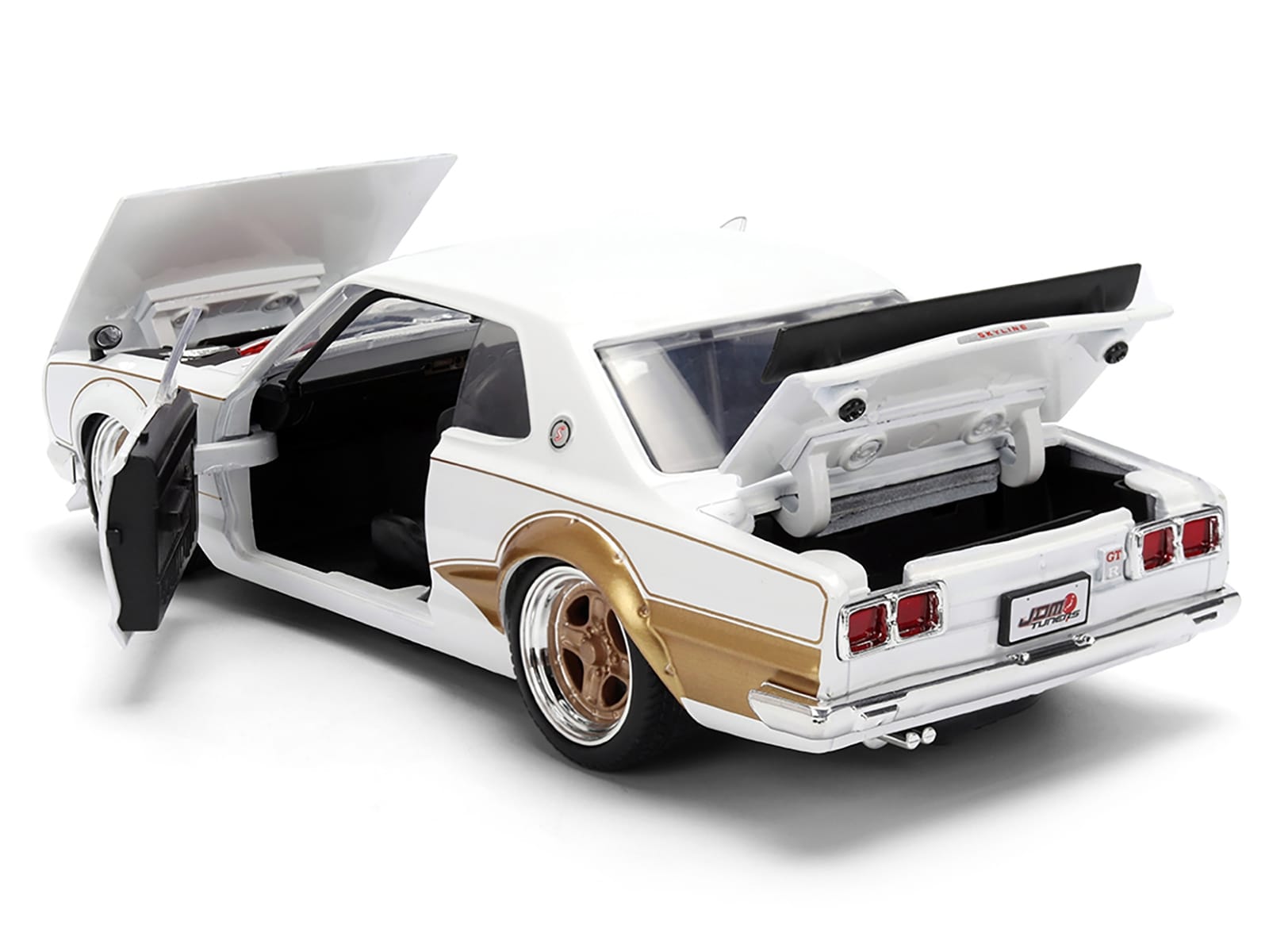 1971 Nissan Skyline 2000GT-R RHD (Right Hand Drive) White with Gold Graphics "JDM Tuners" Series 1/24 Diecast Model Car by Jada - Image 5
