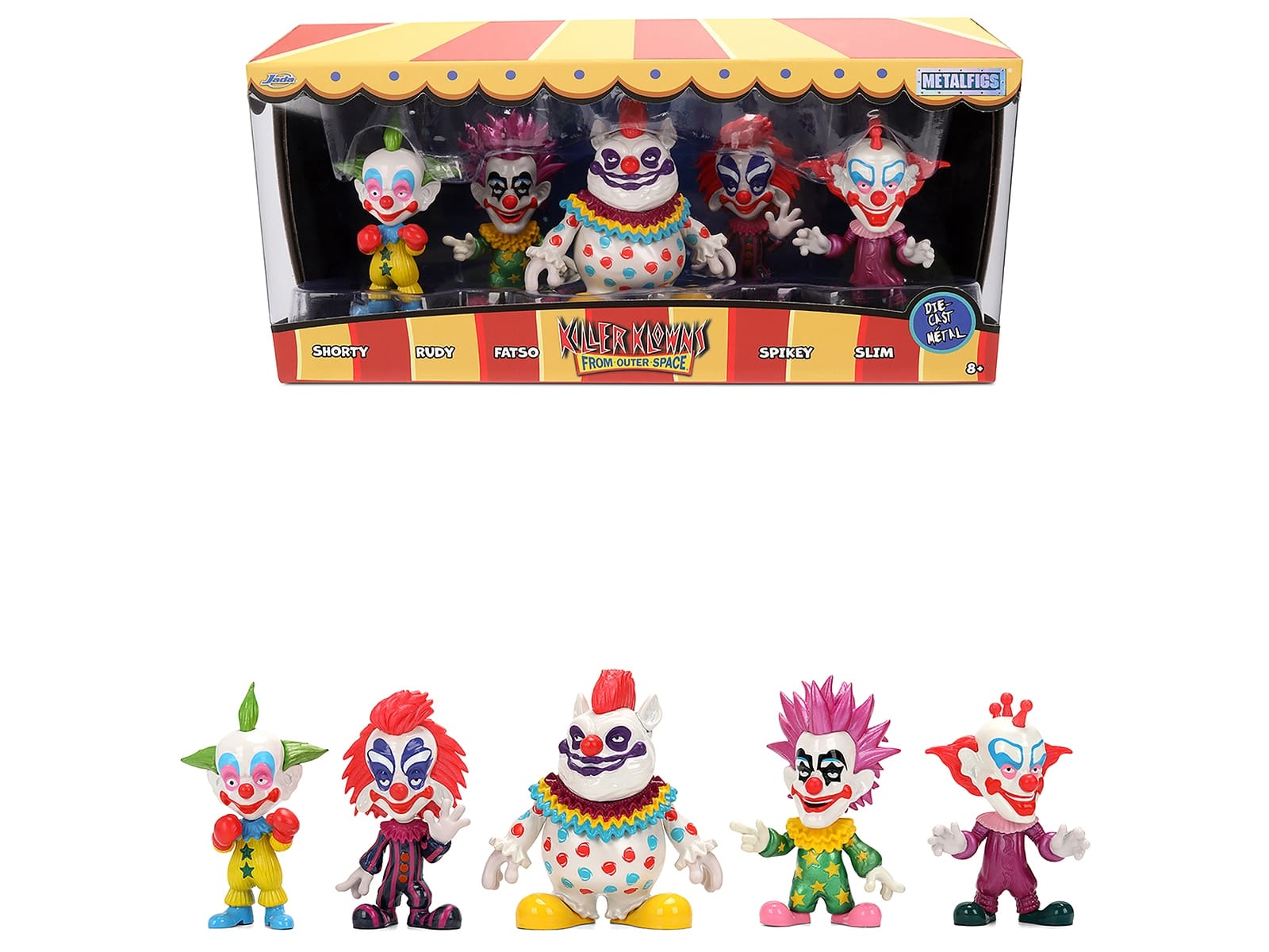 Set of 5 Diecast Figures "Killer Klowns from Outer Space" (1988) Movie "Metalfigs" Series Diecast Models by Jada