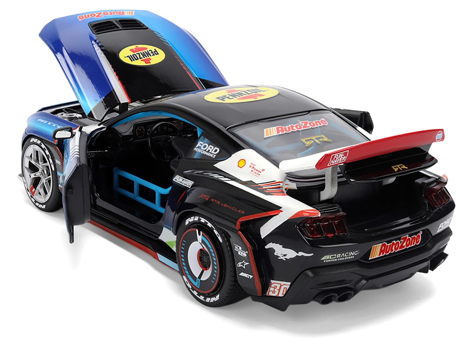 Ford Mustang RTR #130 James Deane "AutoZone" "Formula Drift PRO Championship" (2025) with Lights "RTR Vehicles" Series 1/24 Diecast Model Car by Jada - Image 5