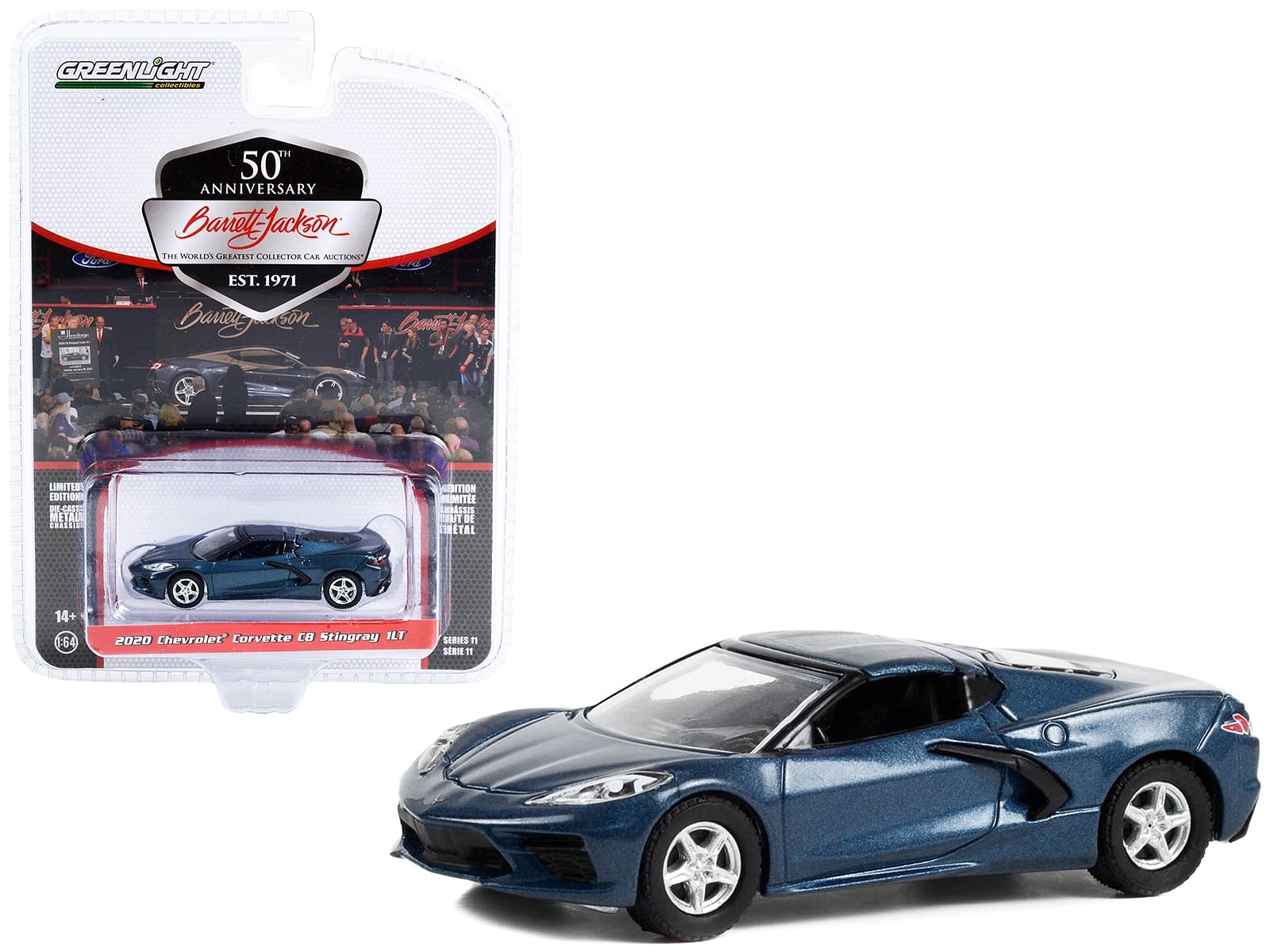 2020 Chevrolet Corvette C8 Stingray 1LT Shadow Gray Metallic (Lot #421.2) Barrett Jackson “Scottsdale Edition” Series 11 1/64 Diecast Model Car by Greenlight