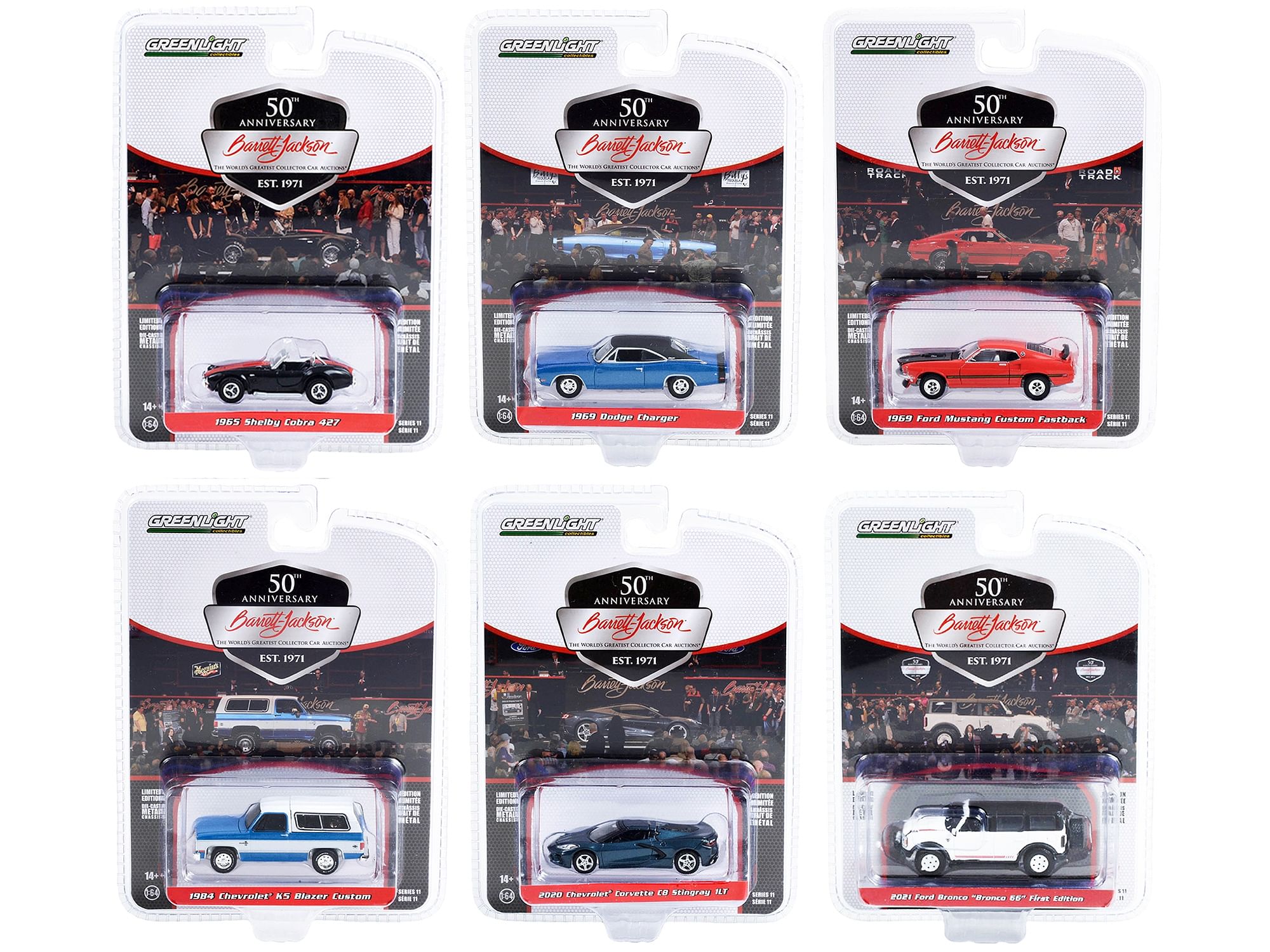 Barrett Jackson “Scottsdale Edition” Set of 6 Cars Series 11 1/64 Diecast Model Cars by Greenlight