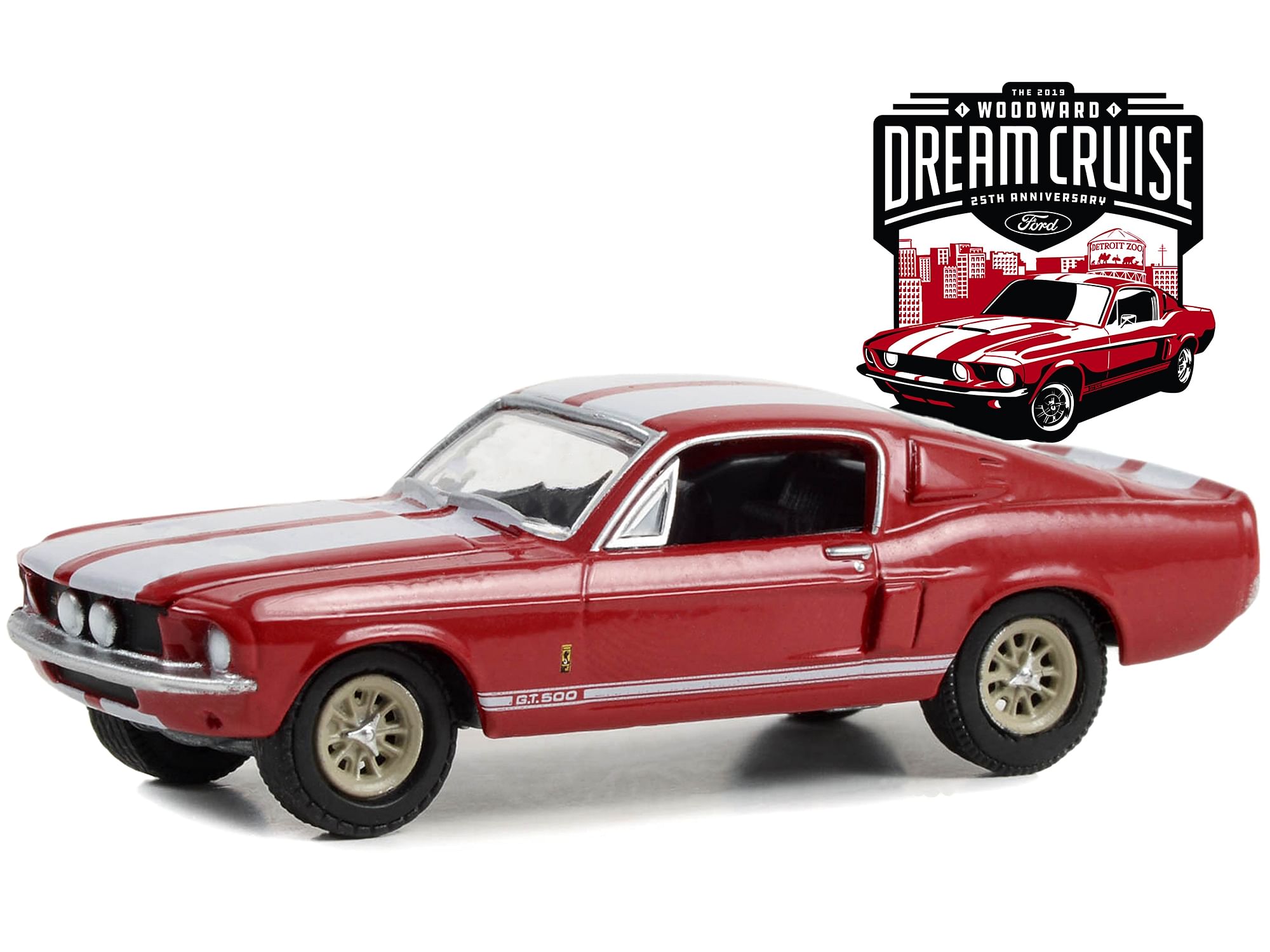 1967 Shelby GT-500 Red with White Stripes “25th Annual Woodward Dream Cruise Featured Heritage Vehicle” (2019) “Woodward Dream Cruise” Series 1 1/64 Diecast Model Car by Greenlight