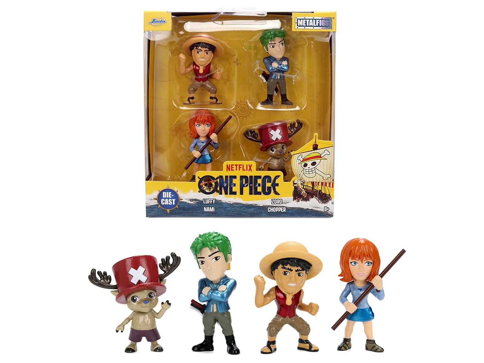 Set of 4 Diecast Figures "One Piece" (2023-Current) TV Series "Metalfigs" Series Diecast Models by Jada