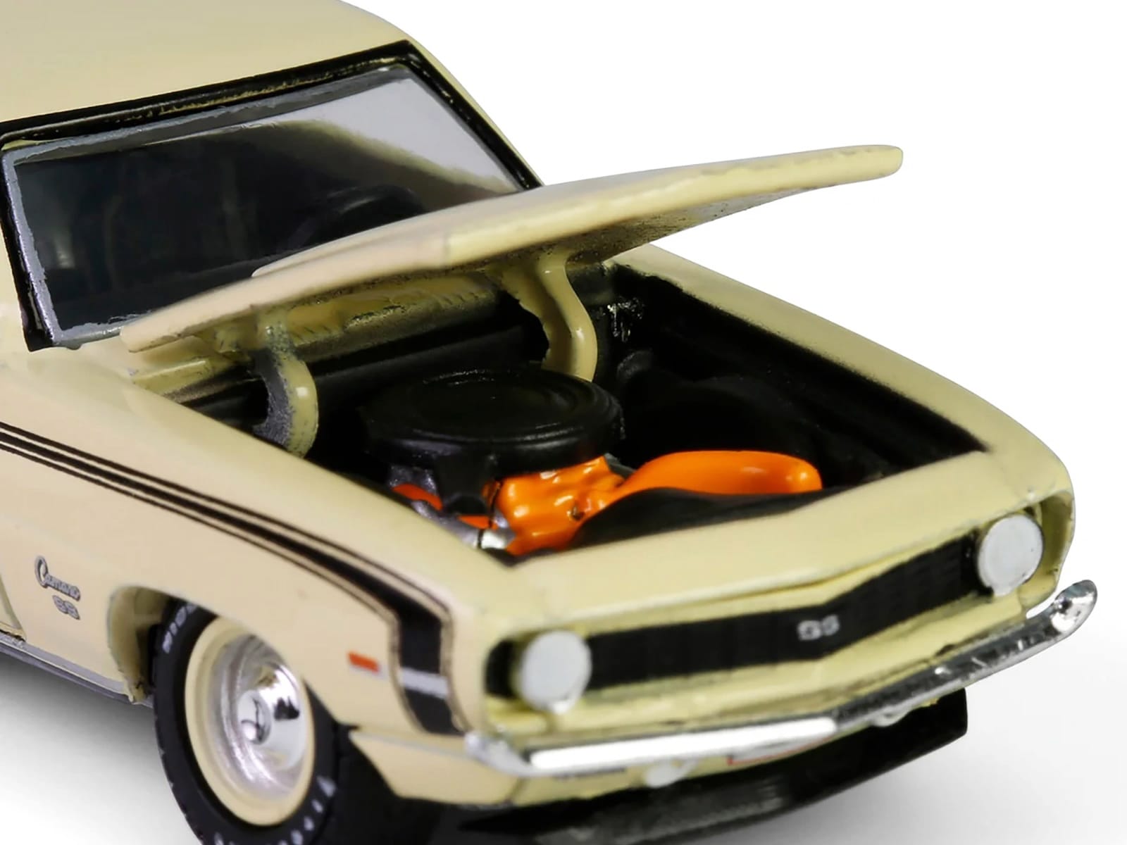 1969 Chevrolet Camaro SS 396 Butternut Yellow with Black Stripes "Barrett-Jackson" Series 15 1/64 Diecast Model Car by Greenlight - Image 2