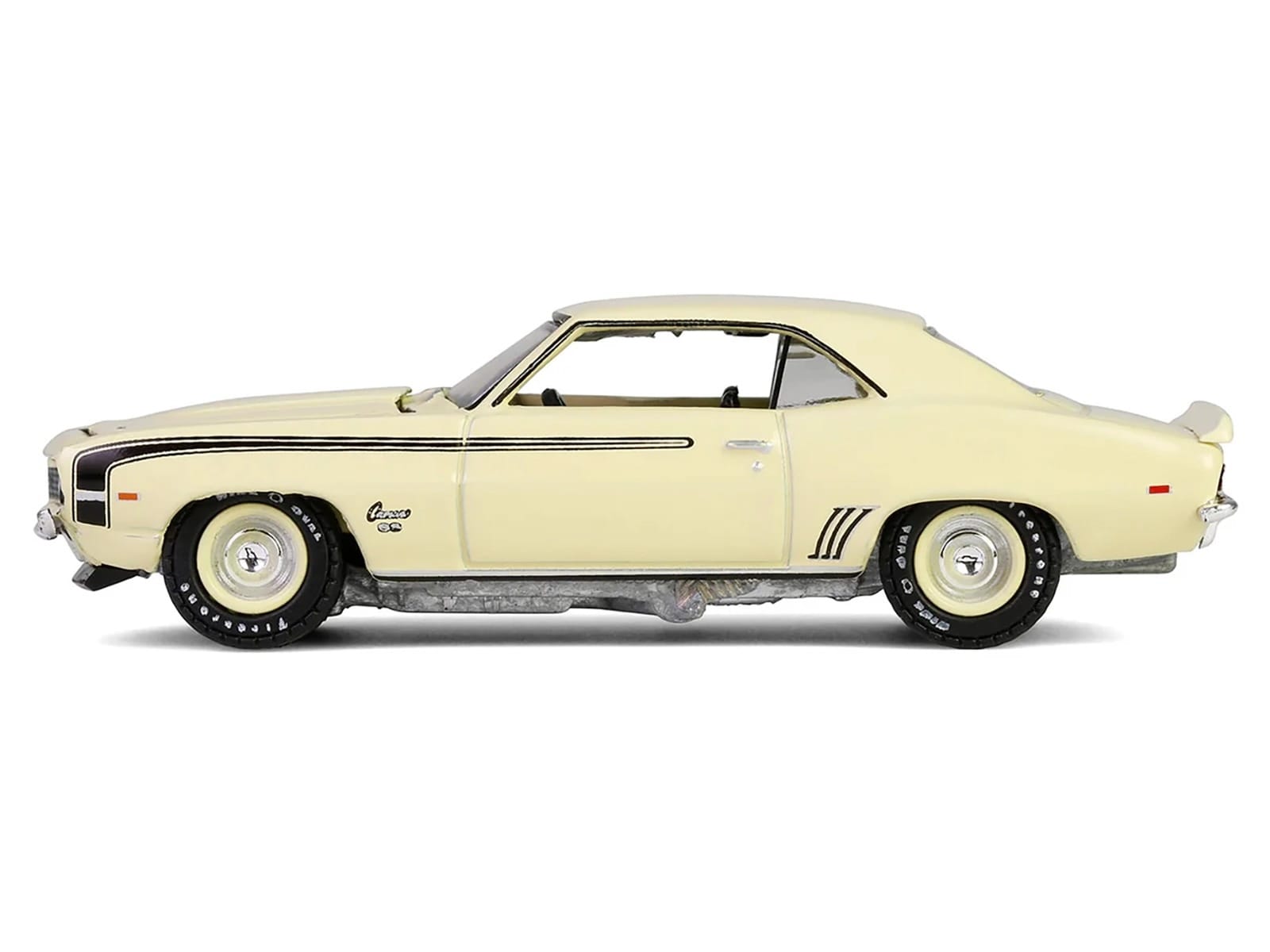 1969 Chevrolet Camaro SS 396 Butternut Yellow with Black Stripes "Barrett-Jackson" Series 15 1/64 Diecast Model Car by Greenlight - Image 3