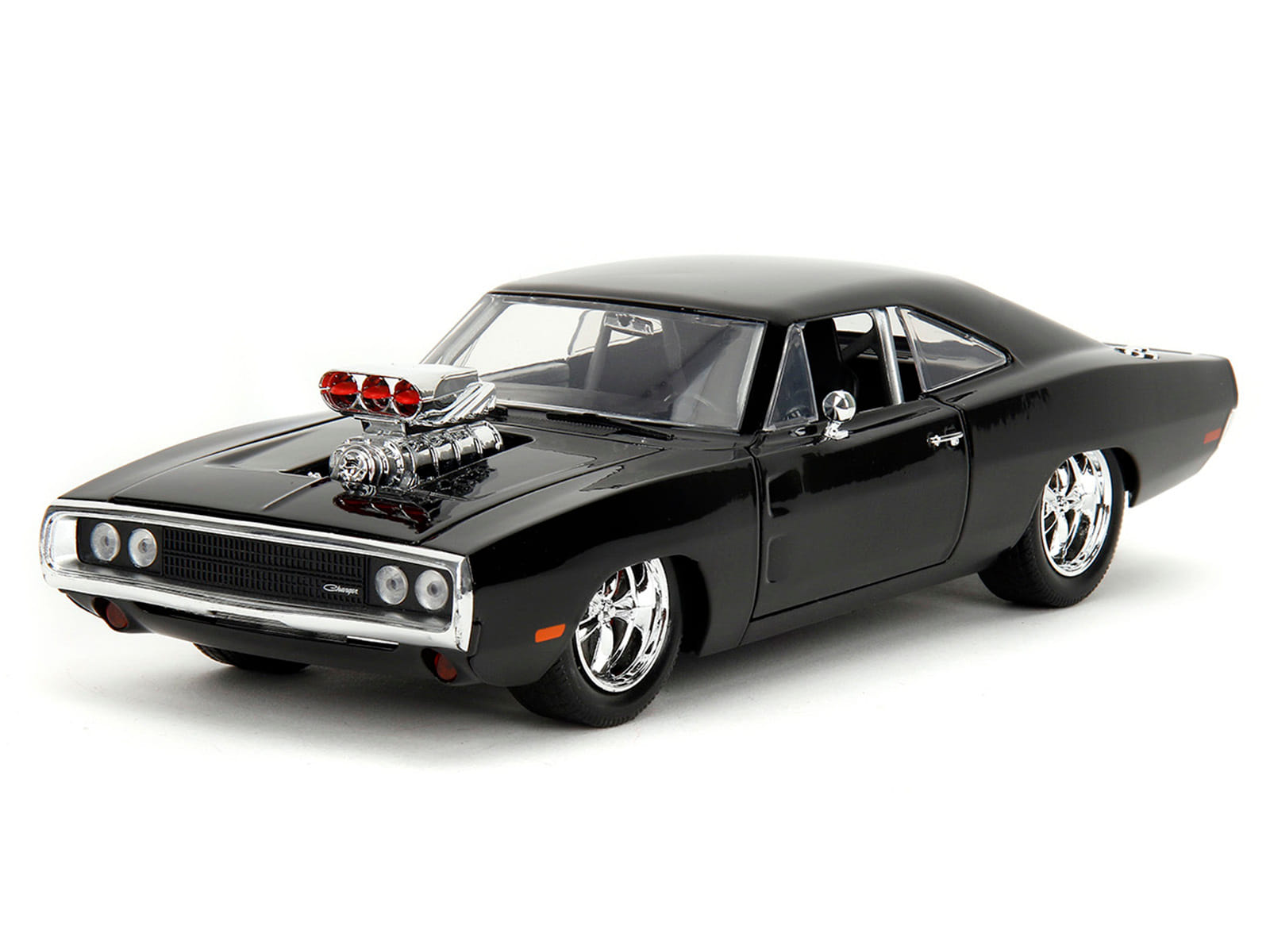 Dom's 1970 Dodge Charger R/T Black and Brian's Toyota Supra Orange with Graphics Set of 2 Cars "Fast & Furious 25th Anniversary" "Fast & Furious" Series 1/24 Diecast Model Cars by Jada - Image 4