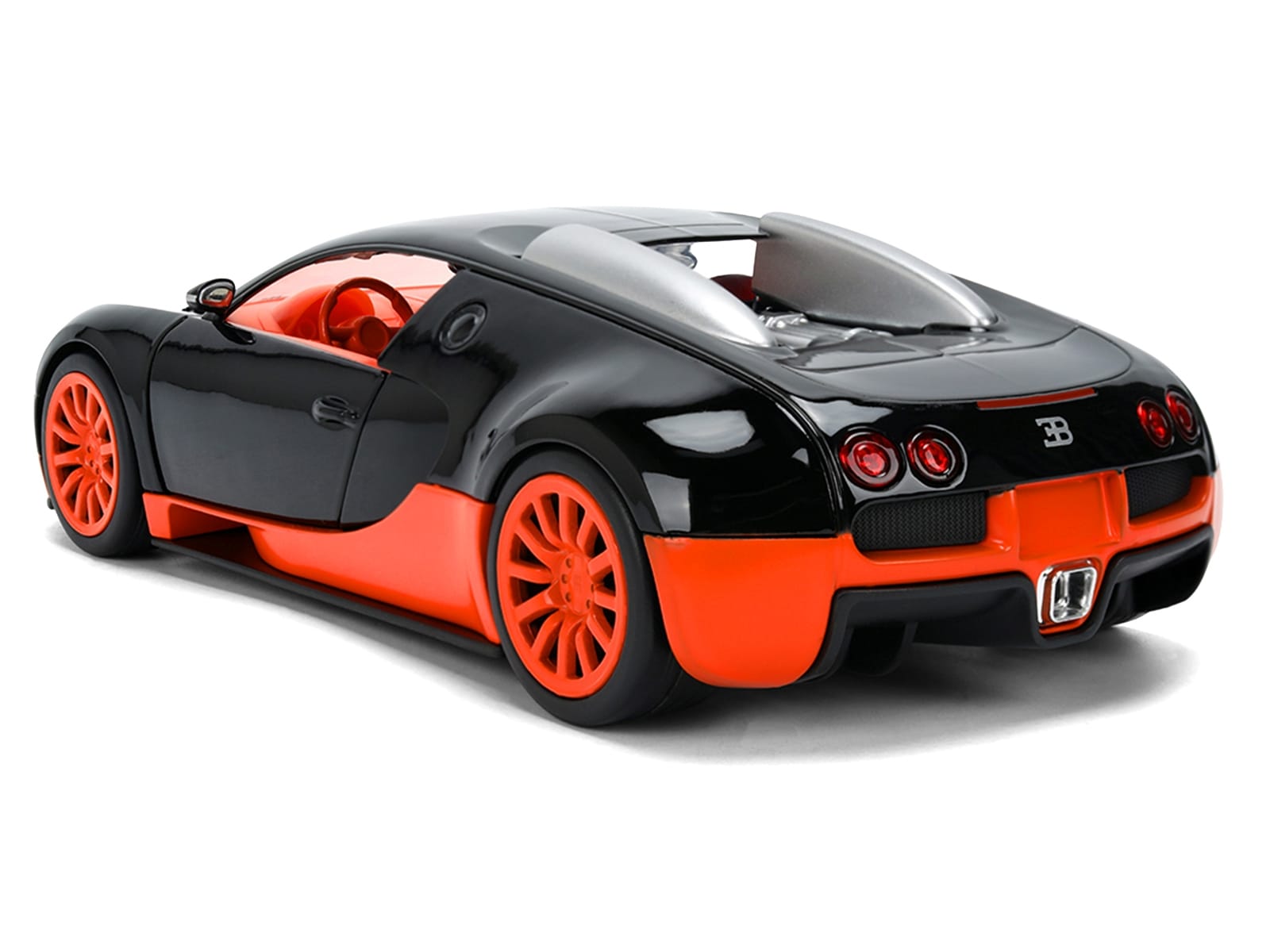 2011 Bugatti Veyron Black with Orange Accents and Orange Interior "Hyper-Spec" Series 1/24 Diecast Model Car by Jada - Image 5