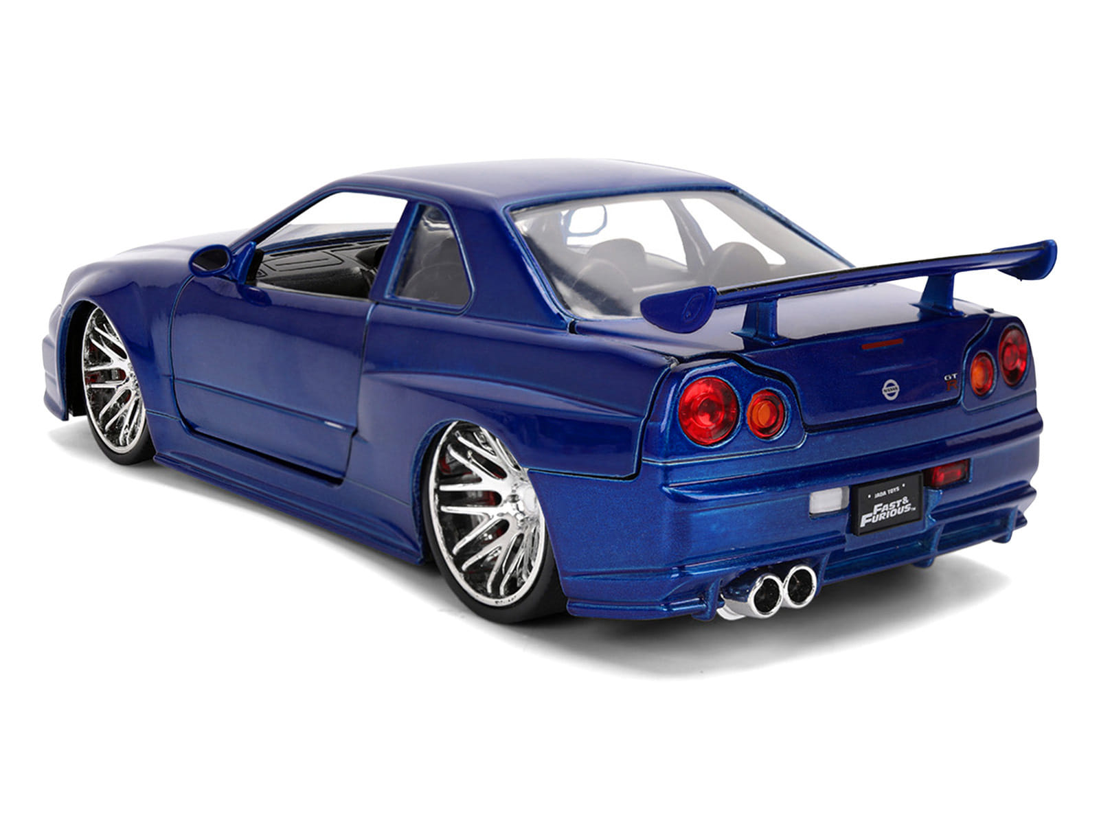 Brian's Nissan Skyline GT-R (R34) RHD (Right Hand Drive) Blue Color Brush Finish 25 Years of Fast & Furious Anniversary "2 Fast 2 Furious" (2003) Movie "Fast & Furious" 1/24 Diecast Model Car by Jada - Image 5