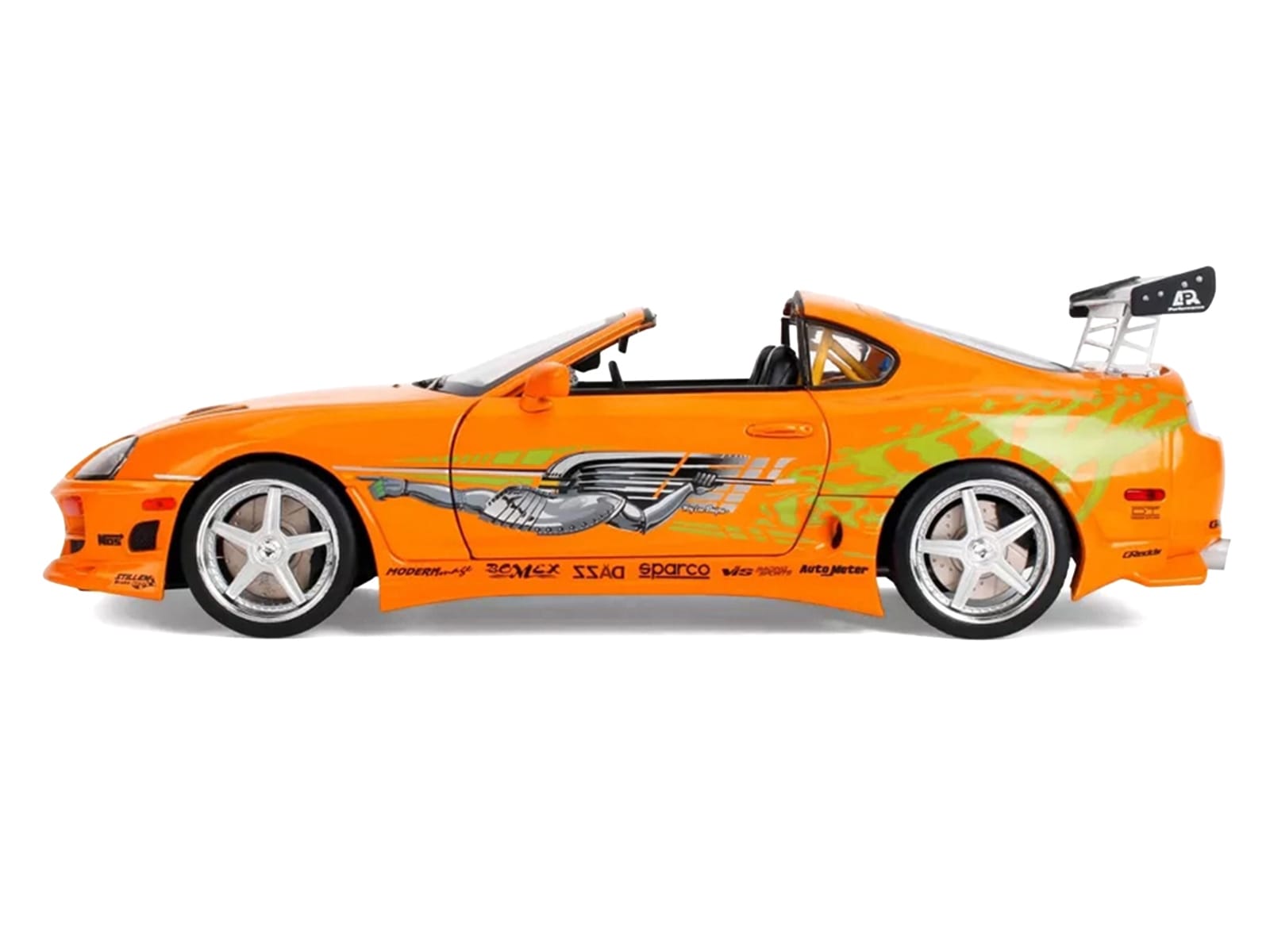 1993 Toyota Supra Orange with Graphics "The Fast and the Furious" (2001) Movie "25 Years of Fast & Furious" Series 1/18 Diecast Model Car by Jada - Image 3