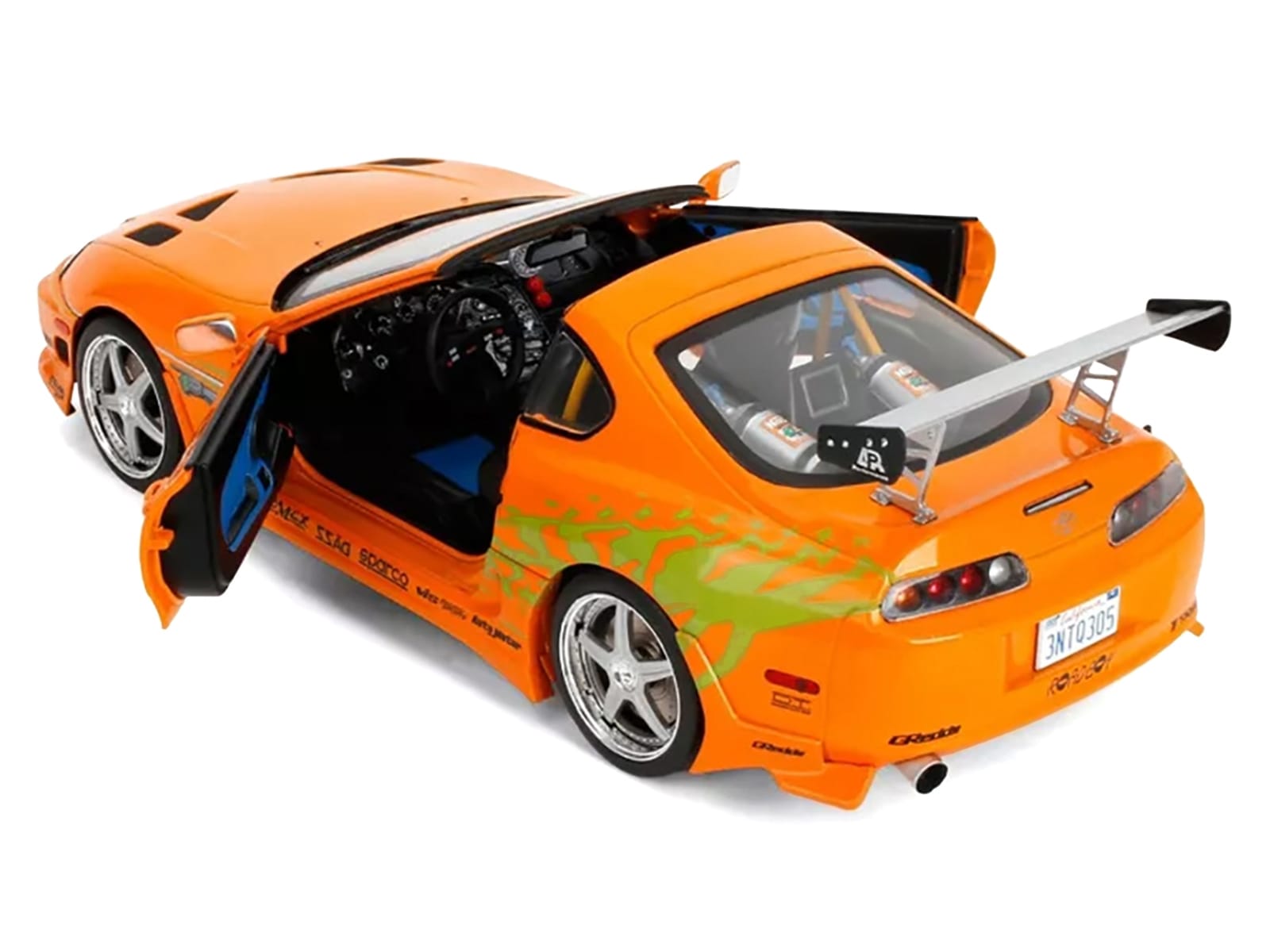 1993 Toyota Supra Orange with Graphics "The Fast and the Furious" (2001) Movie "25 Years of Fast & Furious" Series 1/18 Diecast Model Car by Jada - Image 4