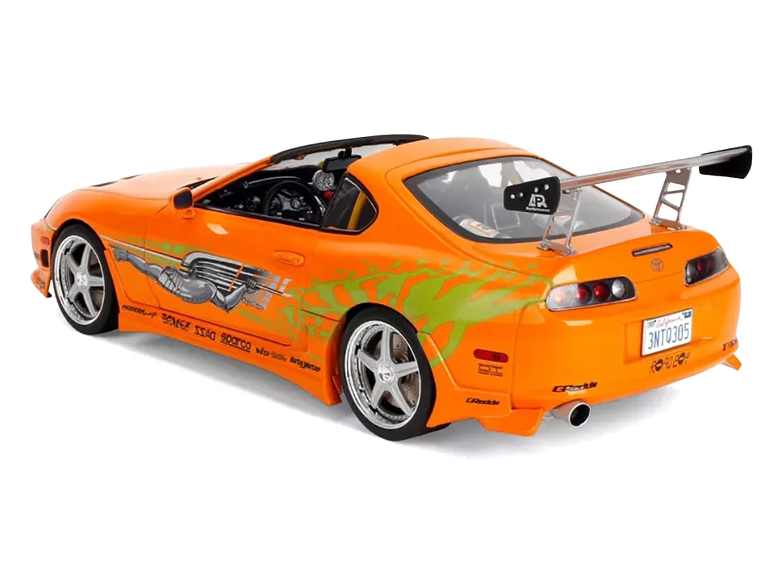 1993 Toyota Supra Orange with Graphics "The Fast and the Furious" (2001) Movie "25 Years of Fast & Furious" Series 1/18 Diecast Model Car by Jada - Image 5