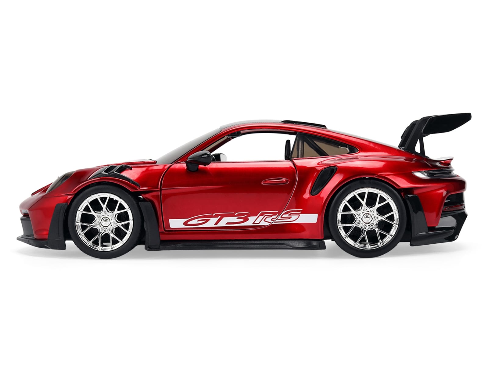 Porsche 911 (992) GT3 RS Red Chrome with Carbon Top and Hood Stripes "Hyper-Spec" Series 1/24 Diecast Model Car by Jada - Image 3