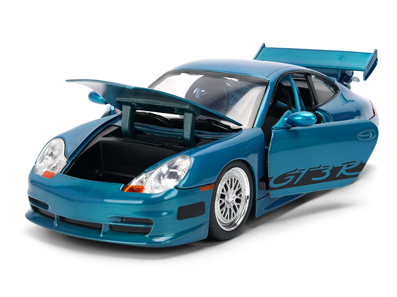 Porsche 911 GT3 RS (996) Blue Color Brush Finish "Fast Five" (2011) Movie "25 Years of Fast & Furious" Series 1/24 Diecast Model Car by Jada - Image 2