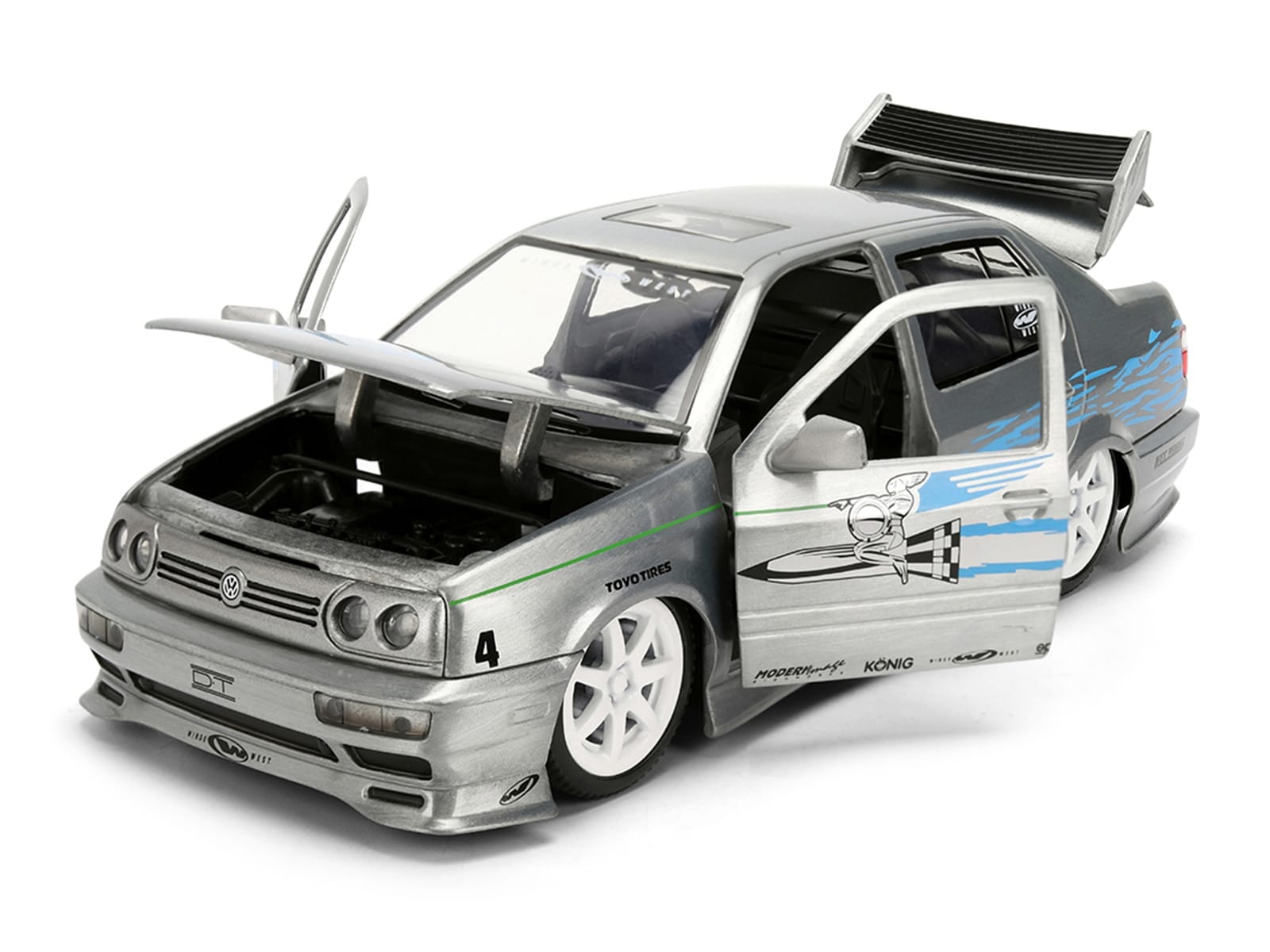 Volkswagen Jetta Raw Metal Color Brush Finish "The Fast and the Furious" (2001) Movie "25 Years of Fast & Furious" Series 1/24 Diecast Model Car by Jada - Image 2