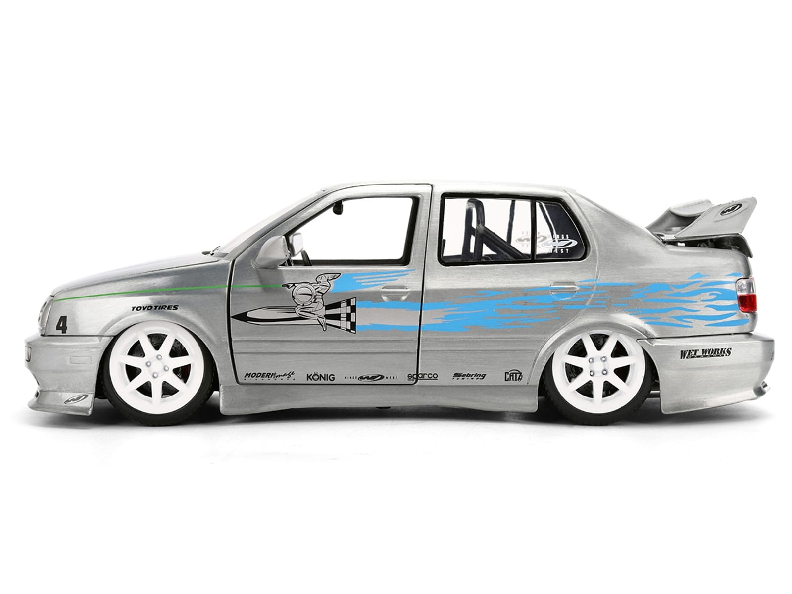 Volkswagen Jetta Raw Metal Color Brush Finish "The Fast and the Furious" (2001) Movie "25 Years of Fast & Furious" Series 1/24 Diecast Model Car by Jada - Image 3