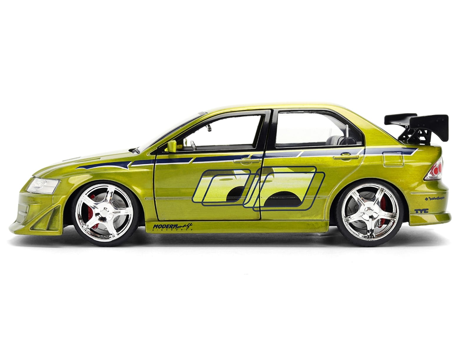 Brian's Mitsubishi Lancer Evolution VII Green Color Brush Finish "2 Fast 2 Furious" (2003) Movie "25 Years of Fast & Furious" Series1/24 Diecast Model Car by Jada - Image 2