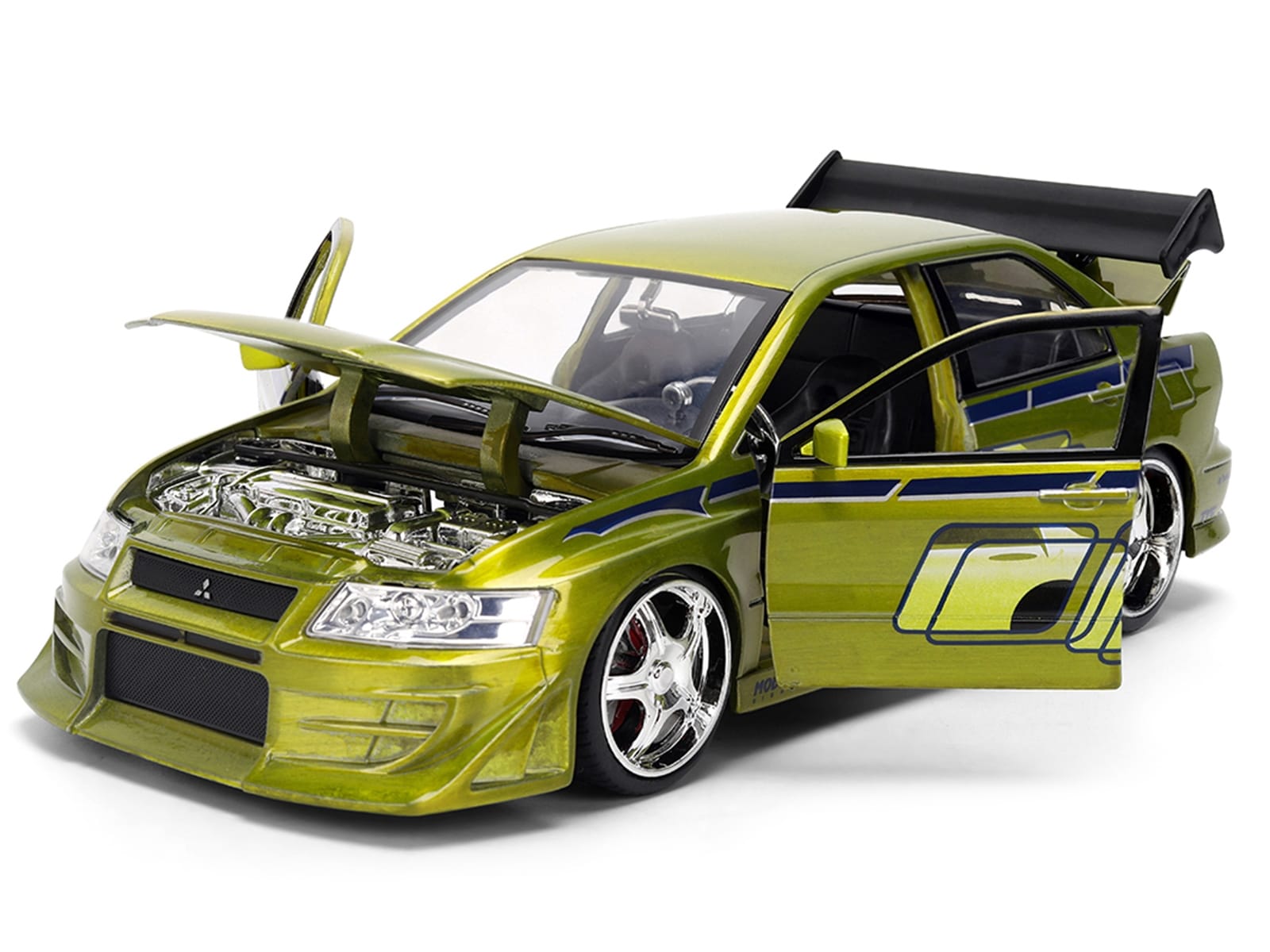 Brian's Mitsubishi Lancer Evolution VII Green Color Brush Finish "2 Fast 2 Furious" (2003) Movie "25 Years of Fast & Furious" Series1/24 Diecast Model Car by Jada - Image 3